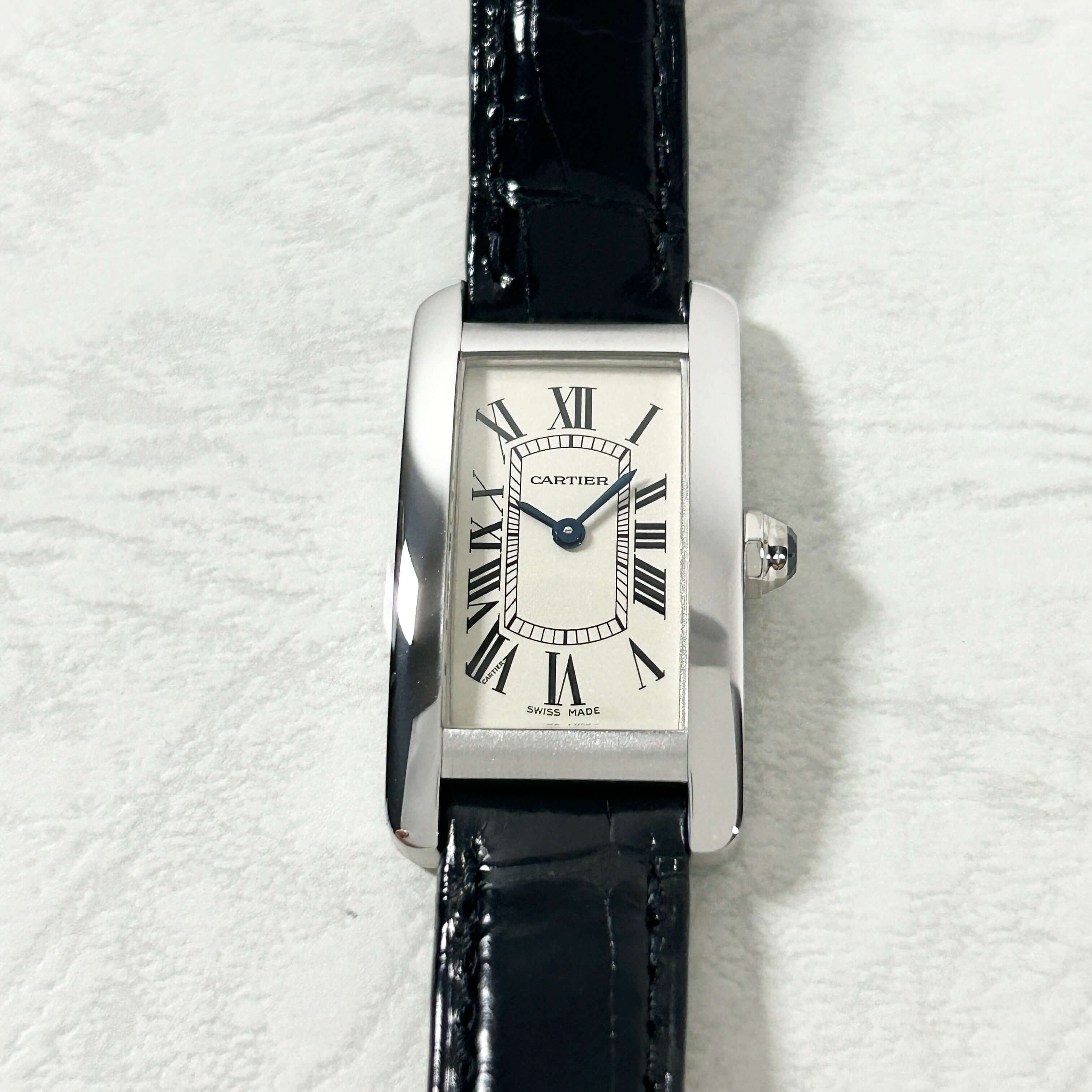 【Cartier】カルティエ<BR>タンクアメリカン SM 18KWG 純正18KWG尾錠付き