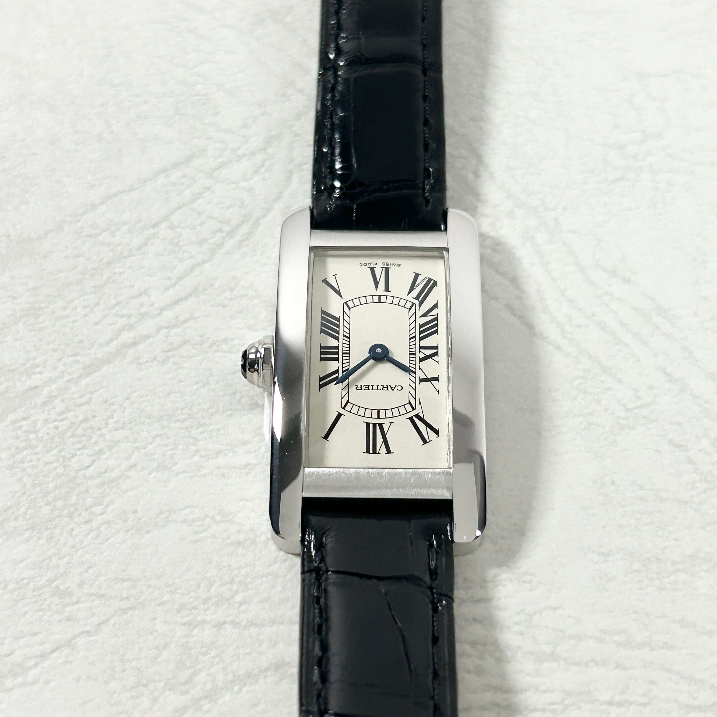 【Cartier】カルティエ<BR>タンクアメリカン SM 18KWG 純正18KWG尾錠付き