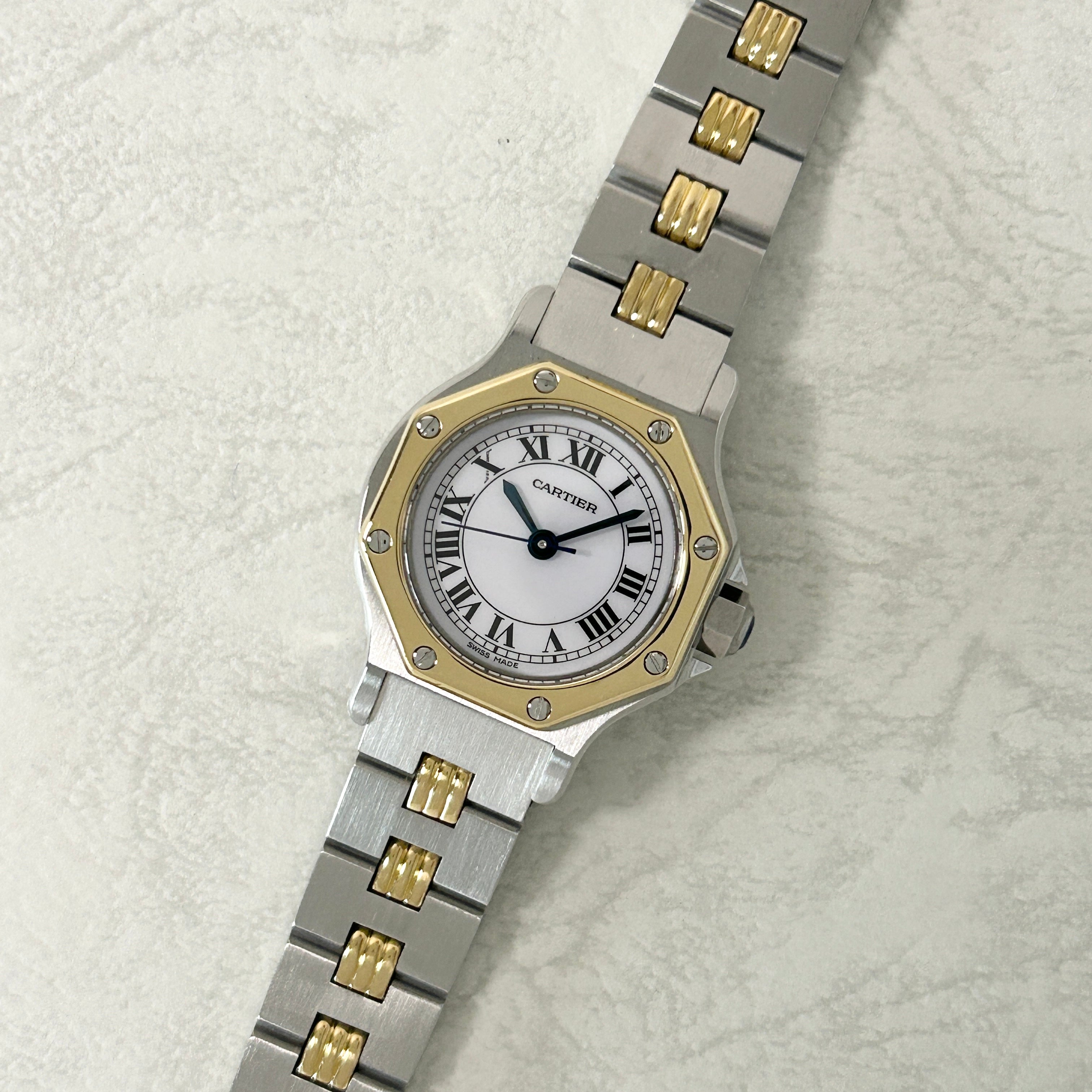 [Cartier] Cartier Santos Octagon SM Godron Bracelet 18KYG x SS<br> Lifetime warranty included