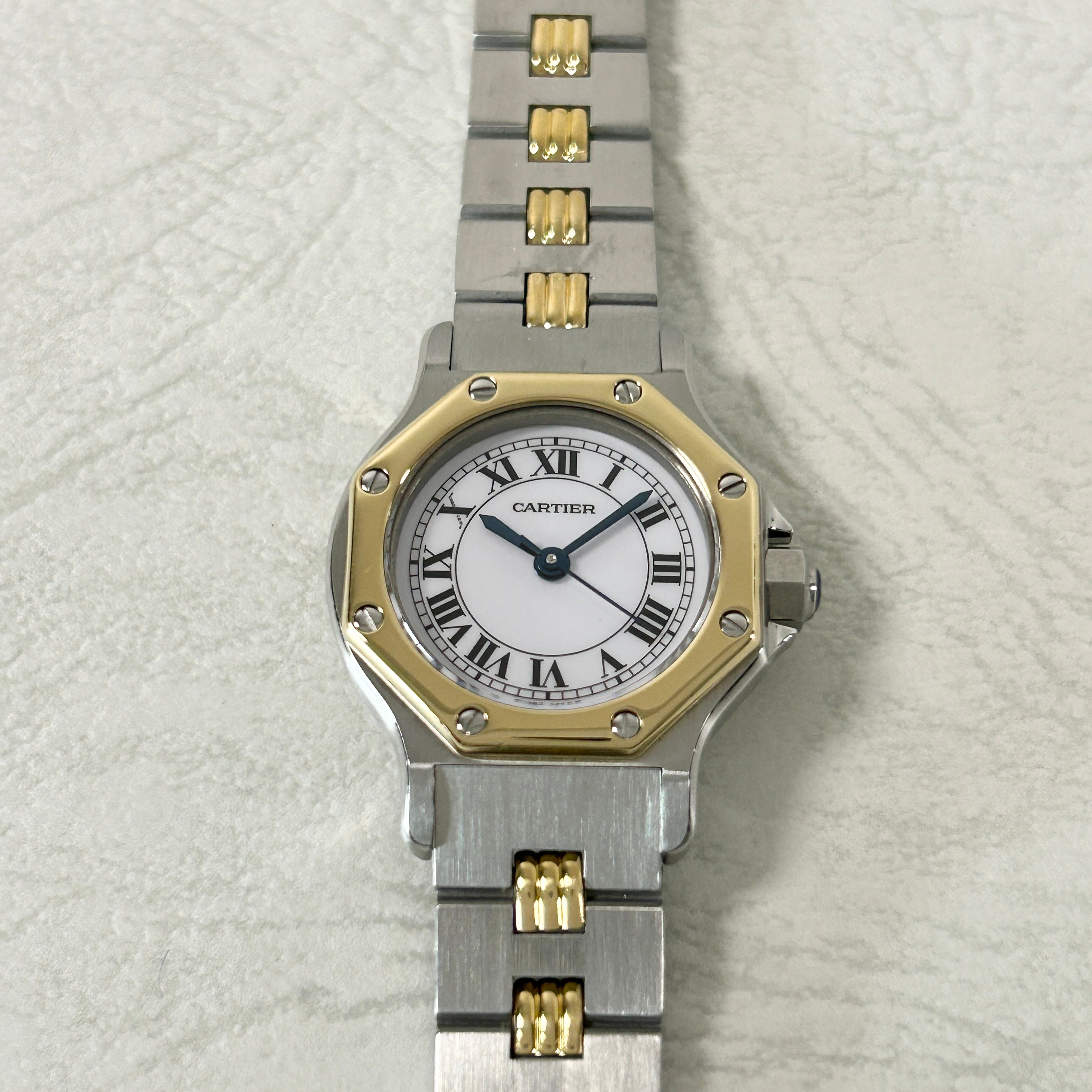 [Cartier] Cartier Santos Octagon SM Godron Bracelet 18KYG x SS<br> Lifetime warranty included