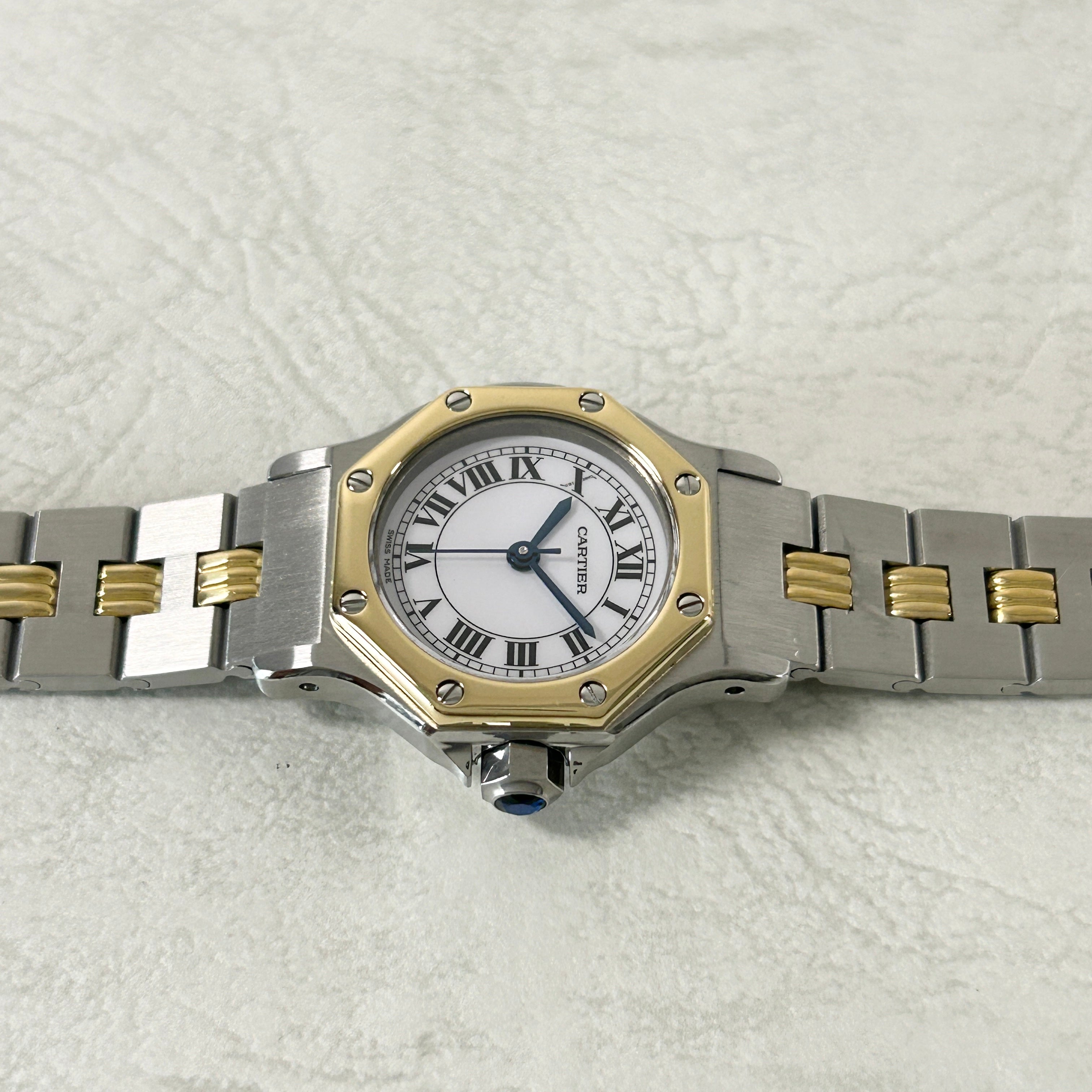 [Cartier] Cartier Santos Octagon SM Godron Bracelet 18KYG x SS<br> Lifetime warranty included