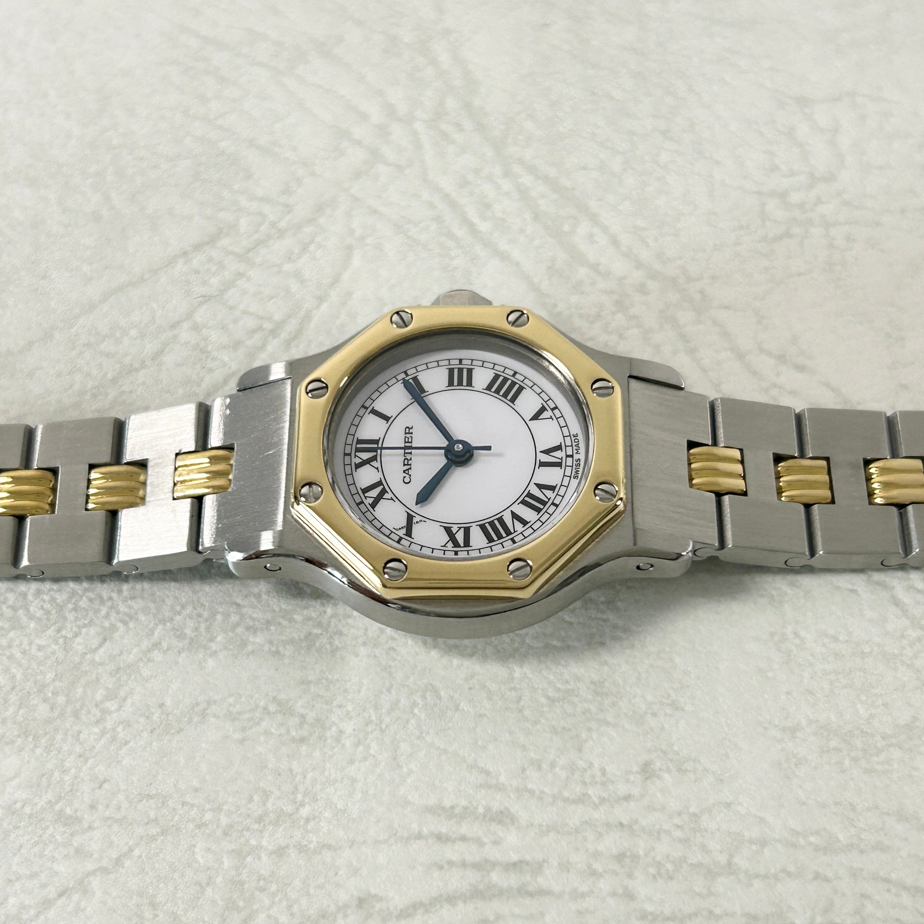 [Cartier] Cartier Santos Octagon SM Godron Bracelet 18KYG x SS<br> Lifetime warranty included