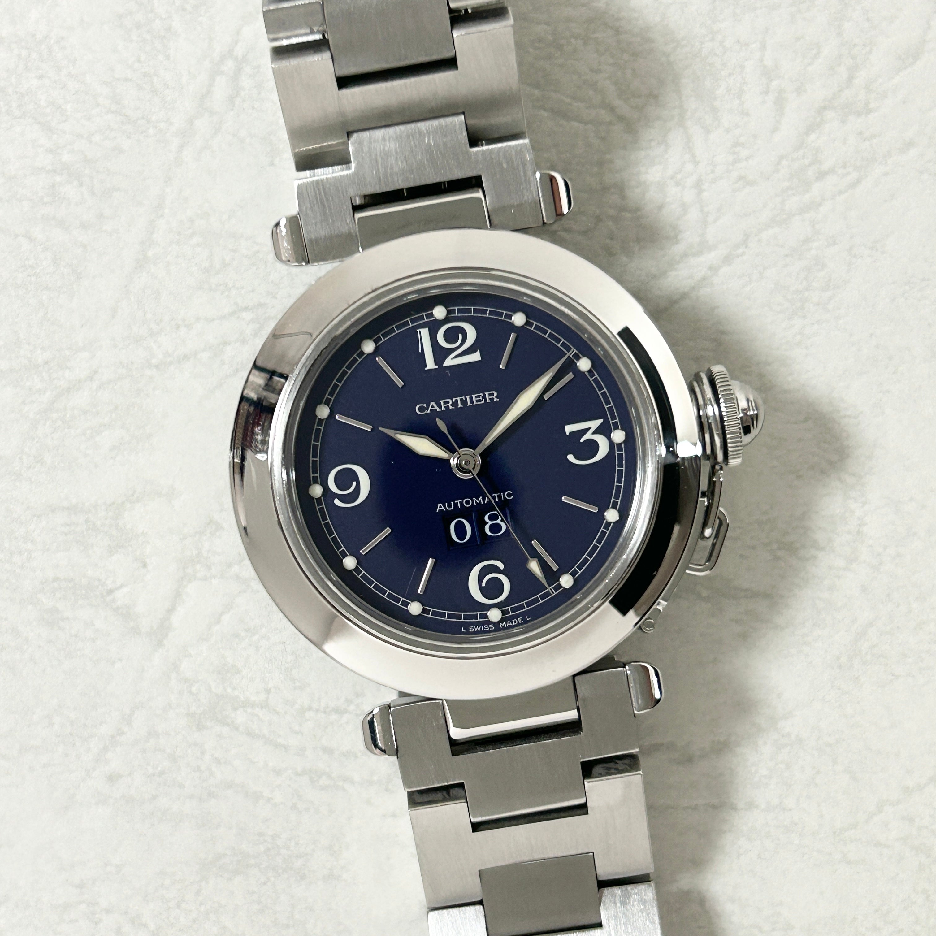 【Cartier】カルティエ<BR>パシャC35 ビッグデイトNavy