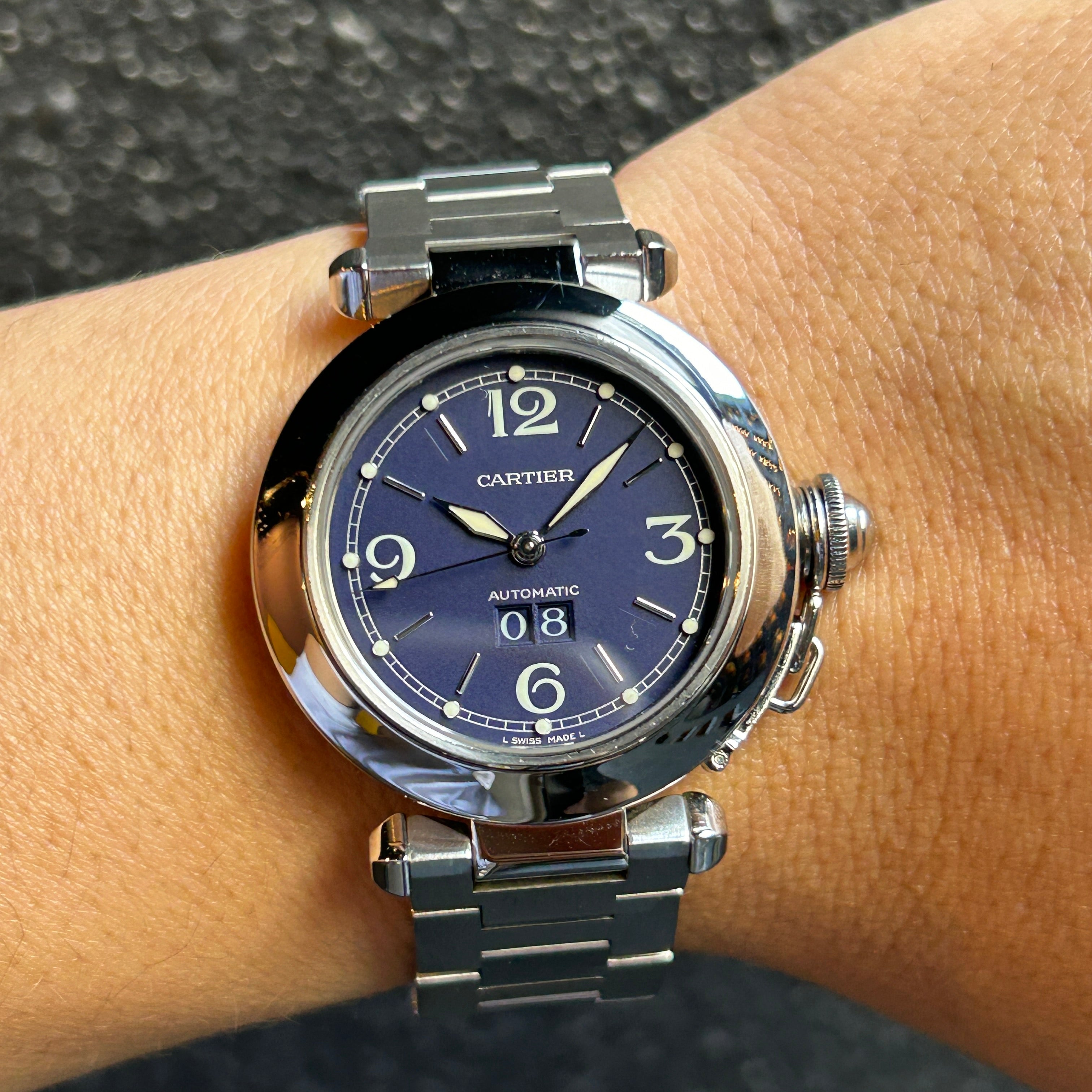 【Cartier】カルティエ<BR>パシャC35 ビッグデイトNavy