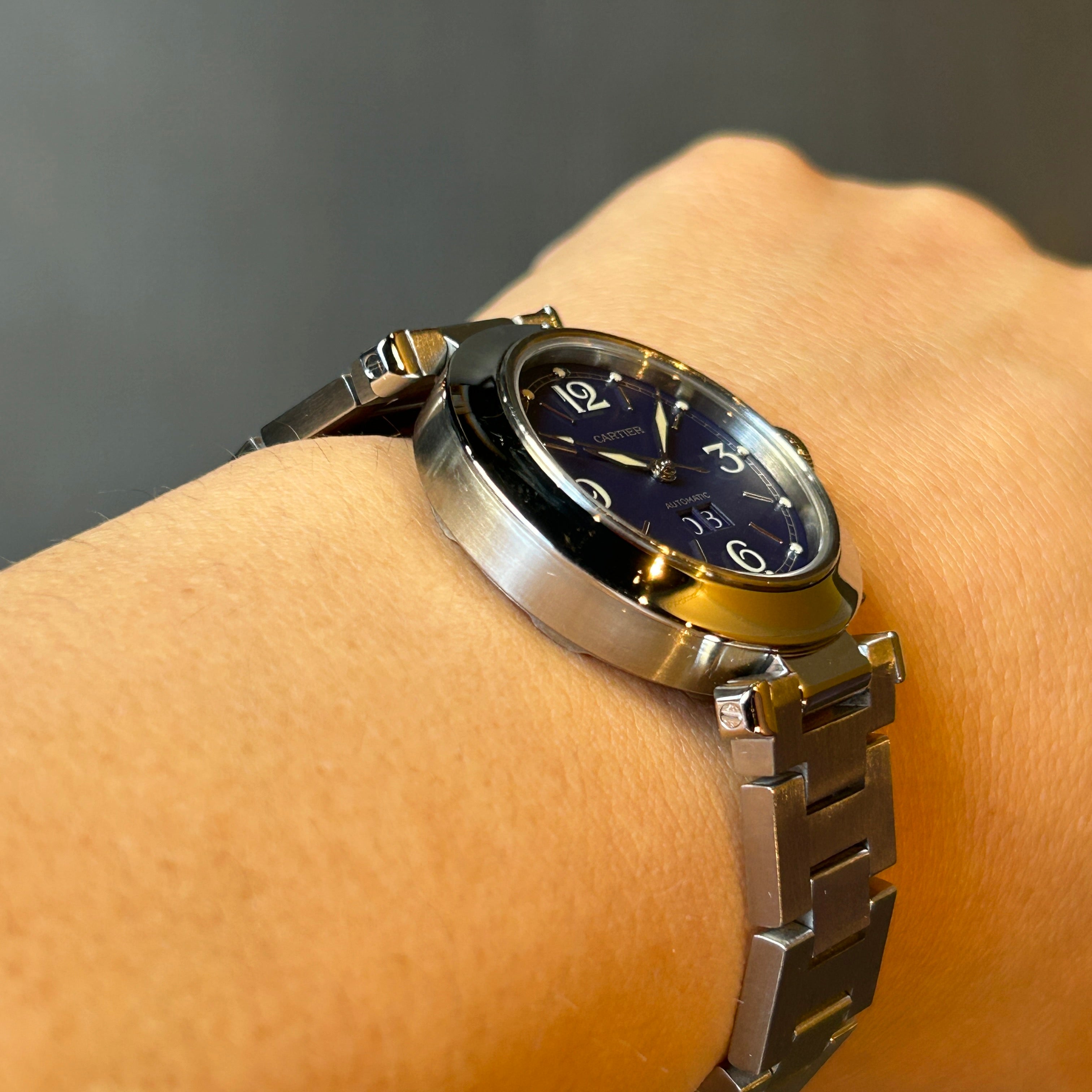 【Cartier】カルティエ<BR>パシャC35 ビッグデイトNavy