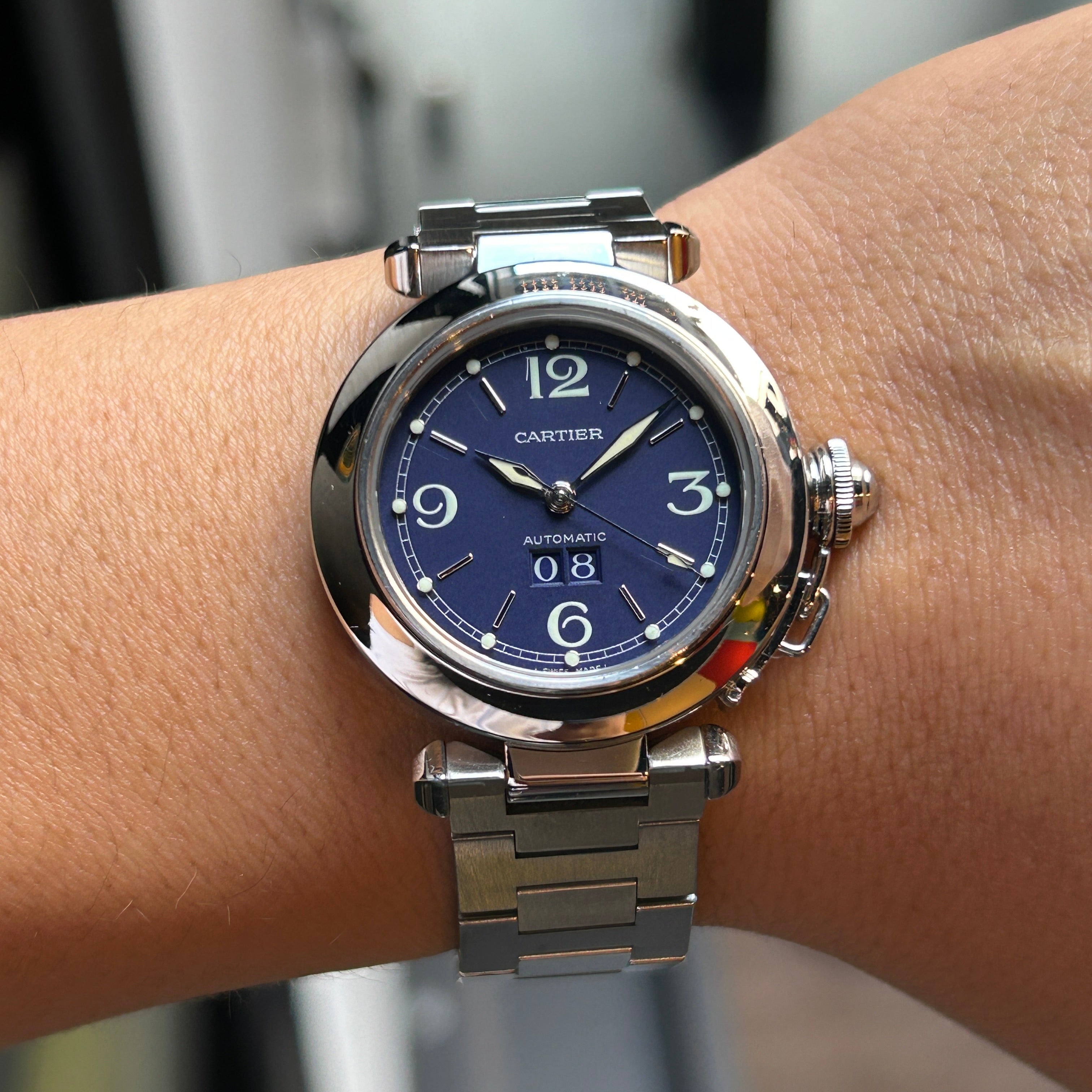 【Cartier】カルティエ<BR>パシャC35 ビッグデイトNavy