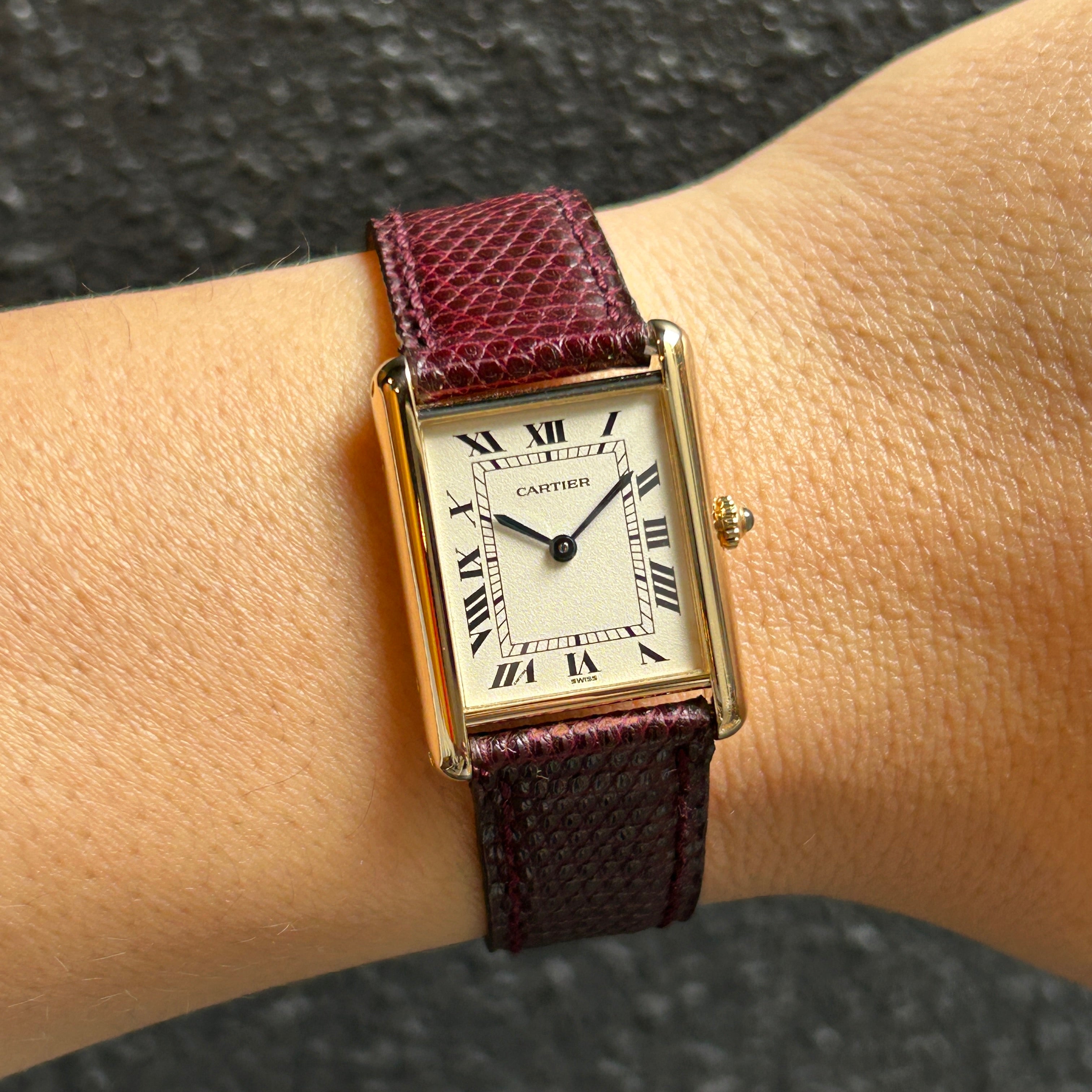 【Cartier】カルティエ<BR>タンクルイカルティエ LM18KYGクォーツ<BR>純正18KYG製尾錠付き