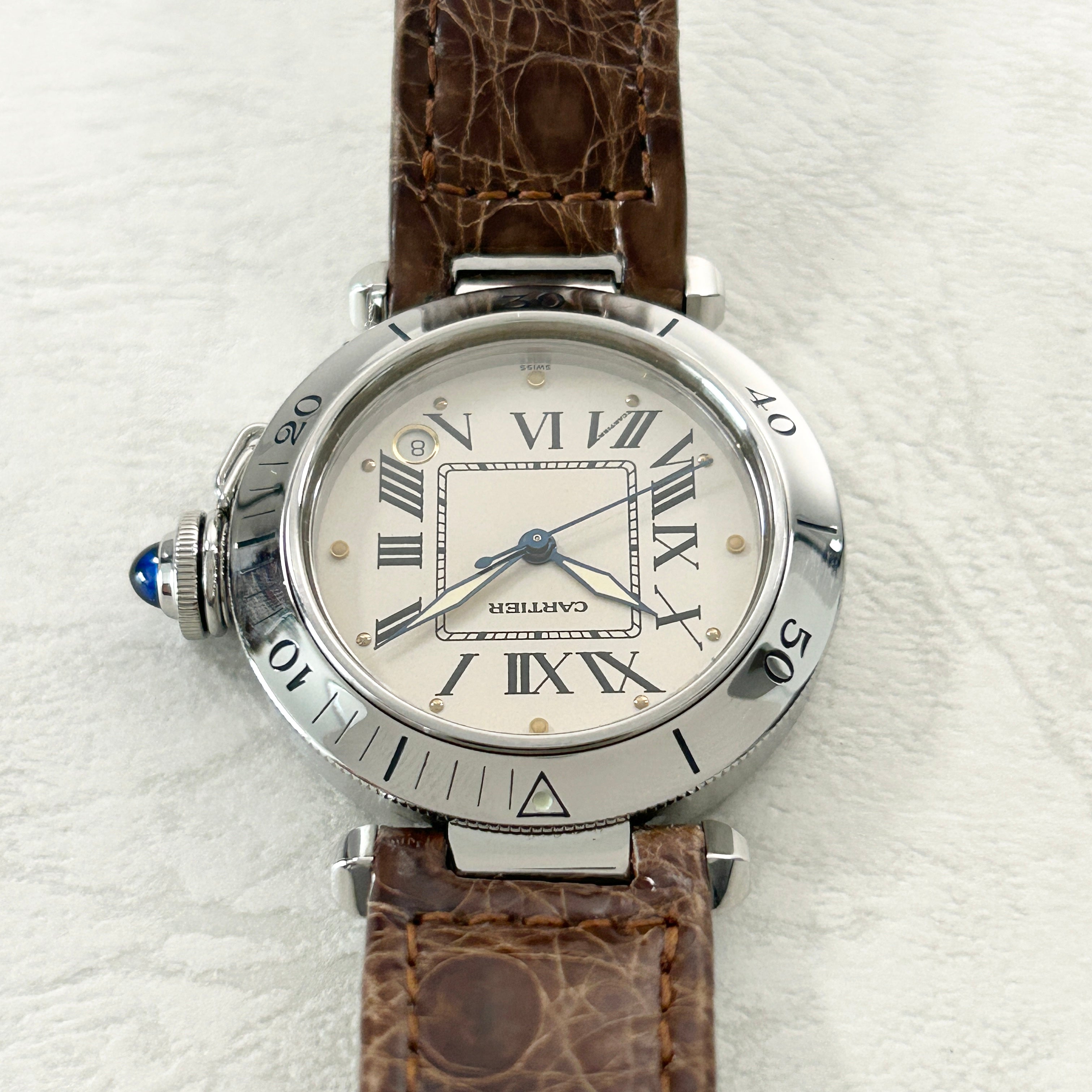 [Cartier] Cartier Pasha C35 outer bezel ivory Roman genuine D buckle included