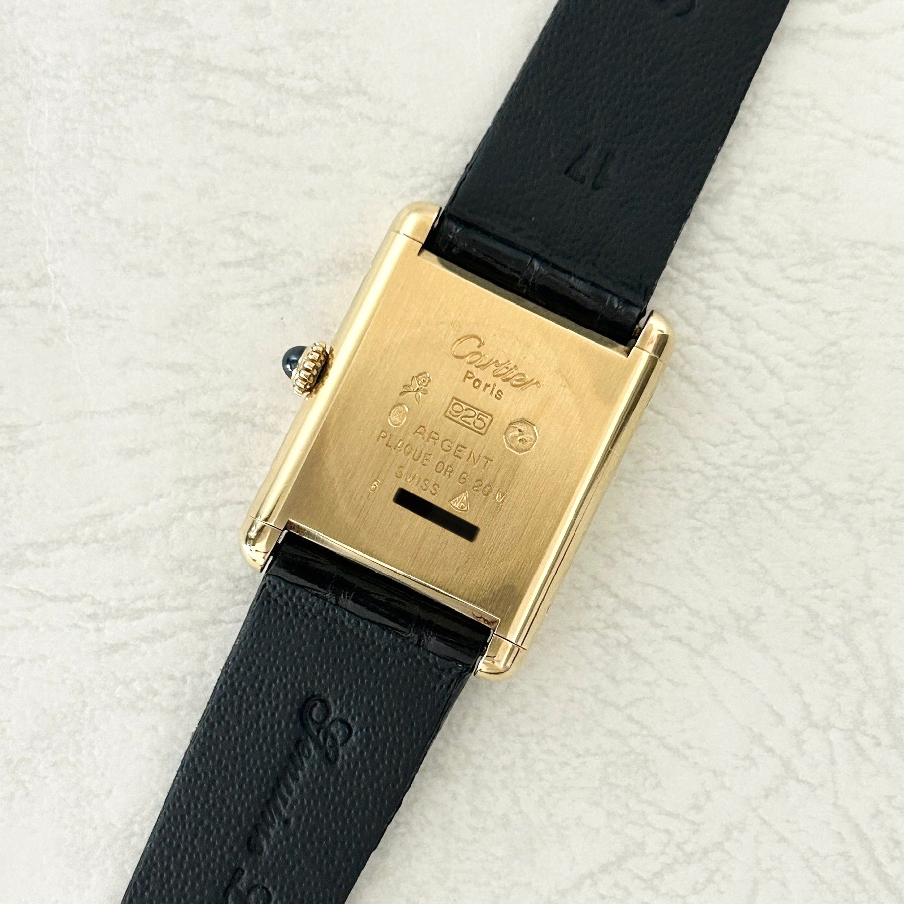 [Cartier] Cartier<br> Mast Tank LM Hand-wound Black Roma with accessories