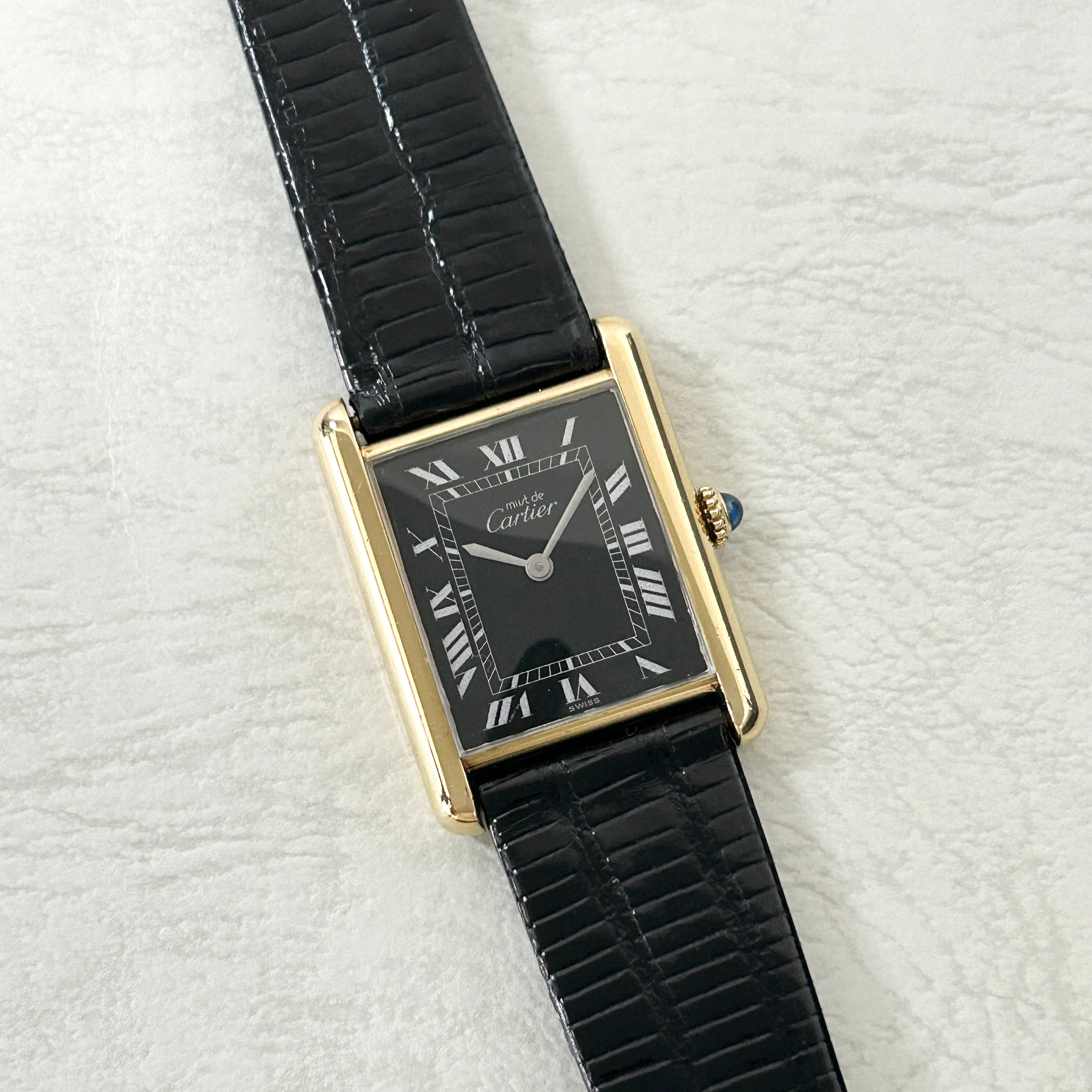 [Cartier] Cartier<br> Mast Tank LM Hand-wound Black Roma with accessories