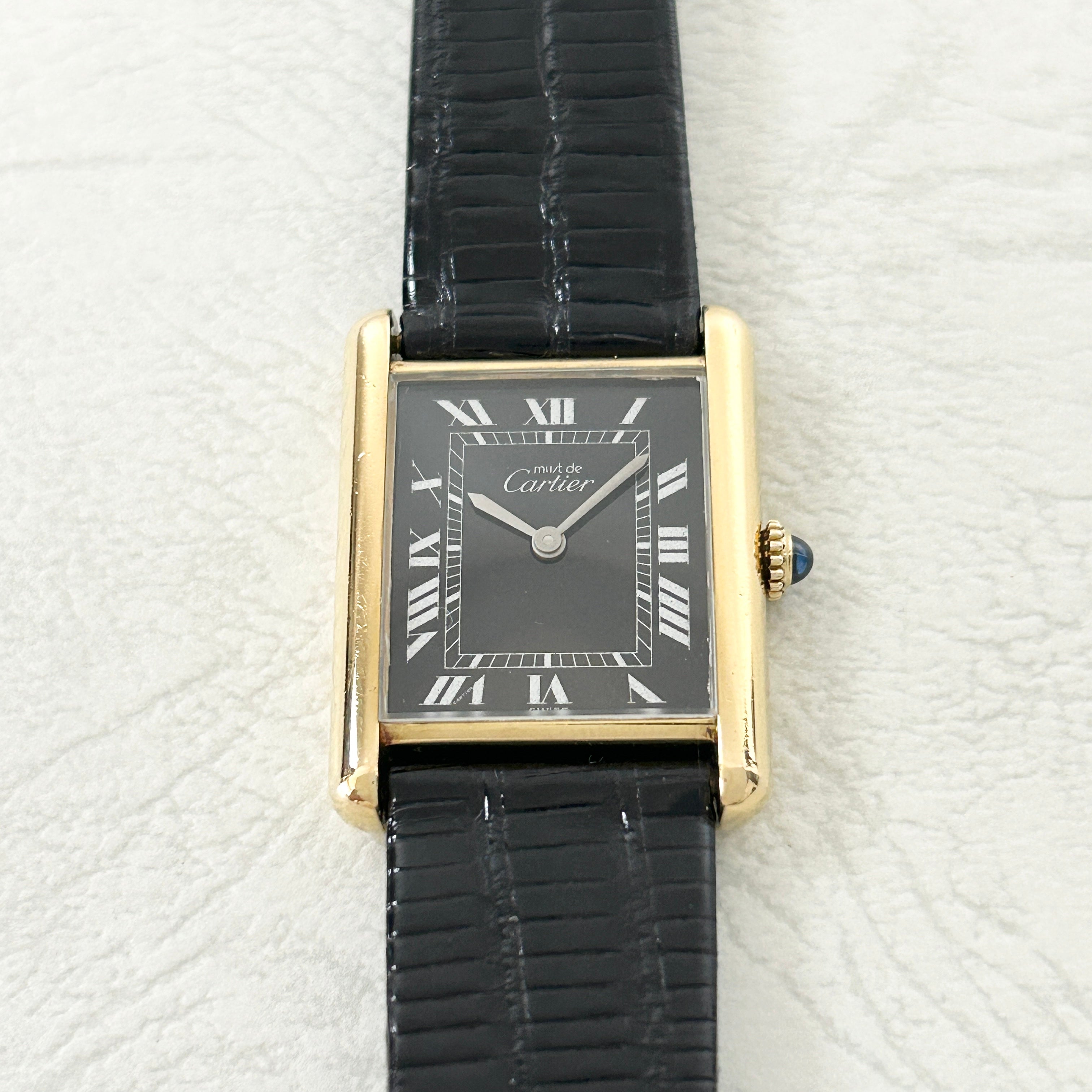 [Cartier] Cartier<br> Mast Tank LM Hand-wound Black Roma with accessories