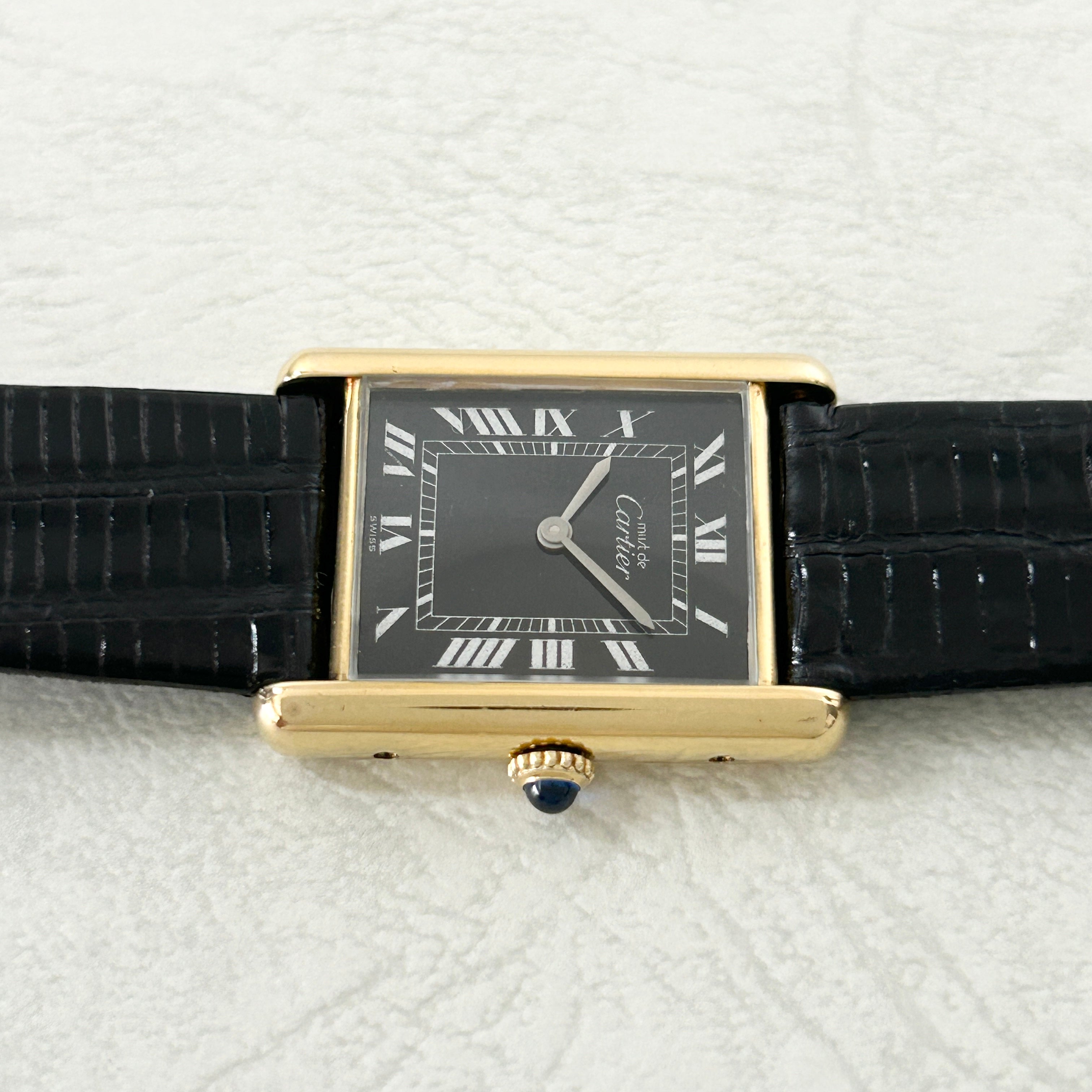 [Cartier] Cartier<br> Mast Tank LM Hand-wound Black Roma with accessories