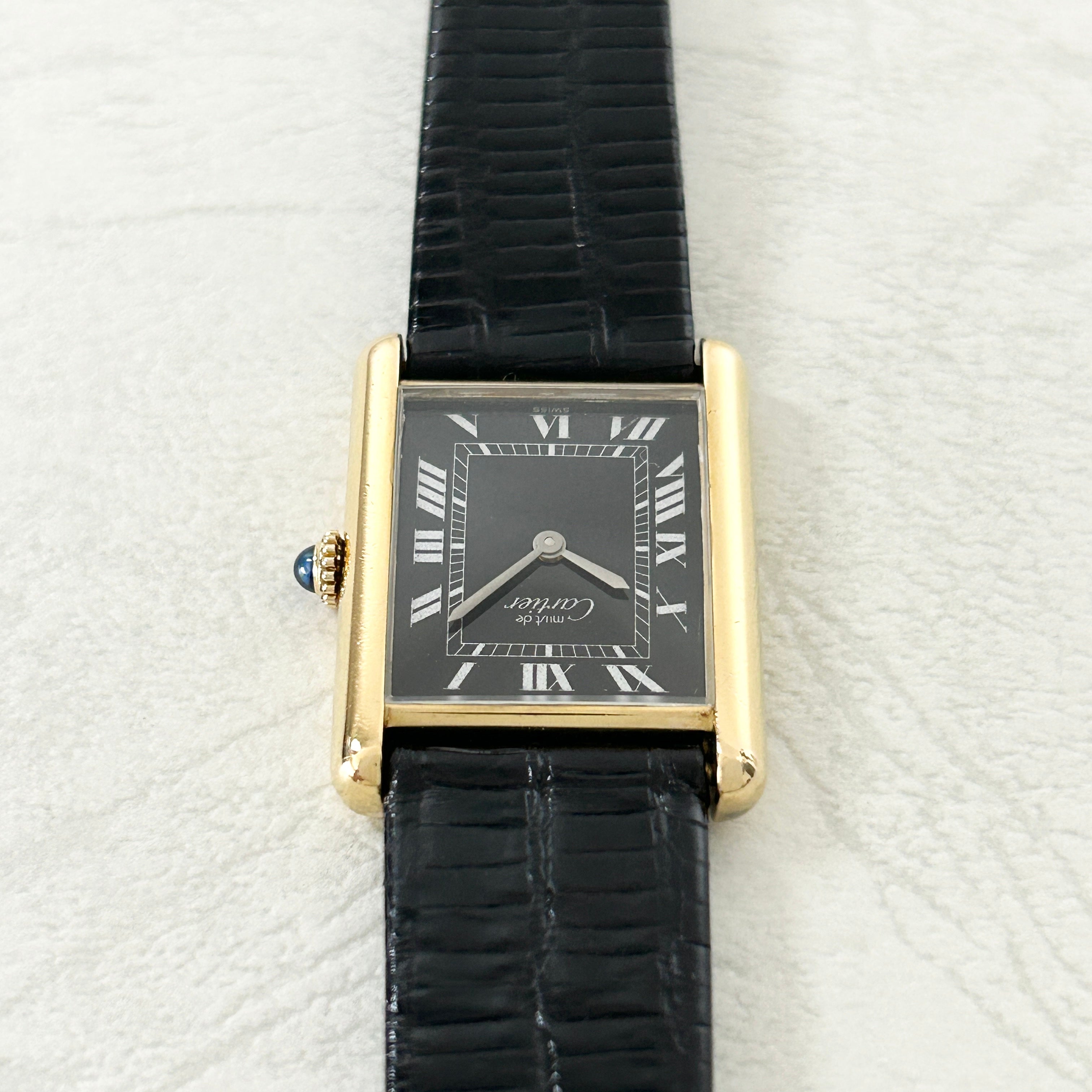 [Cartier] Cartier<br> Mast Tank LM Hand-wound Black Roma with accessories