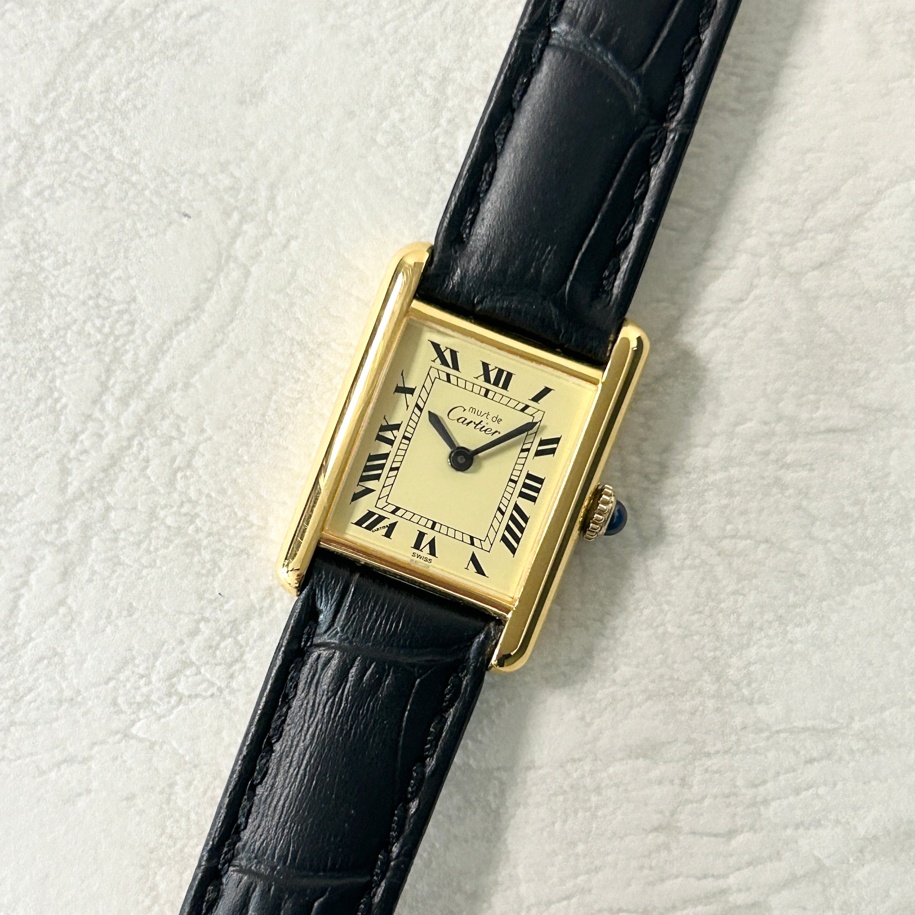 [Cartier] Cartier Must Tank SM Hand-wound Ivory with genuine Roman buckle