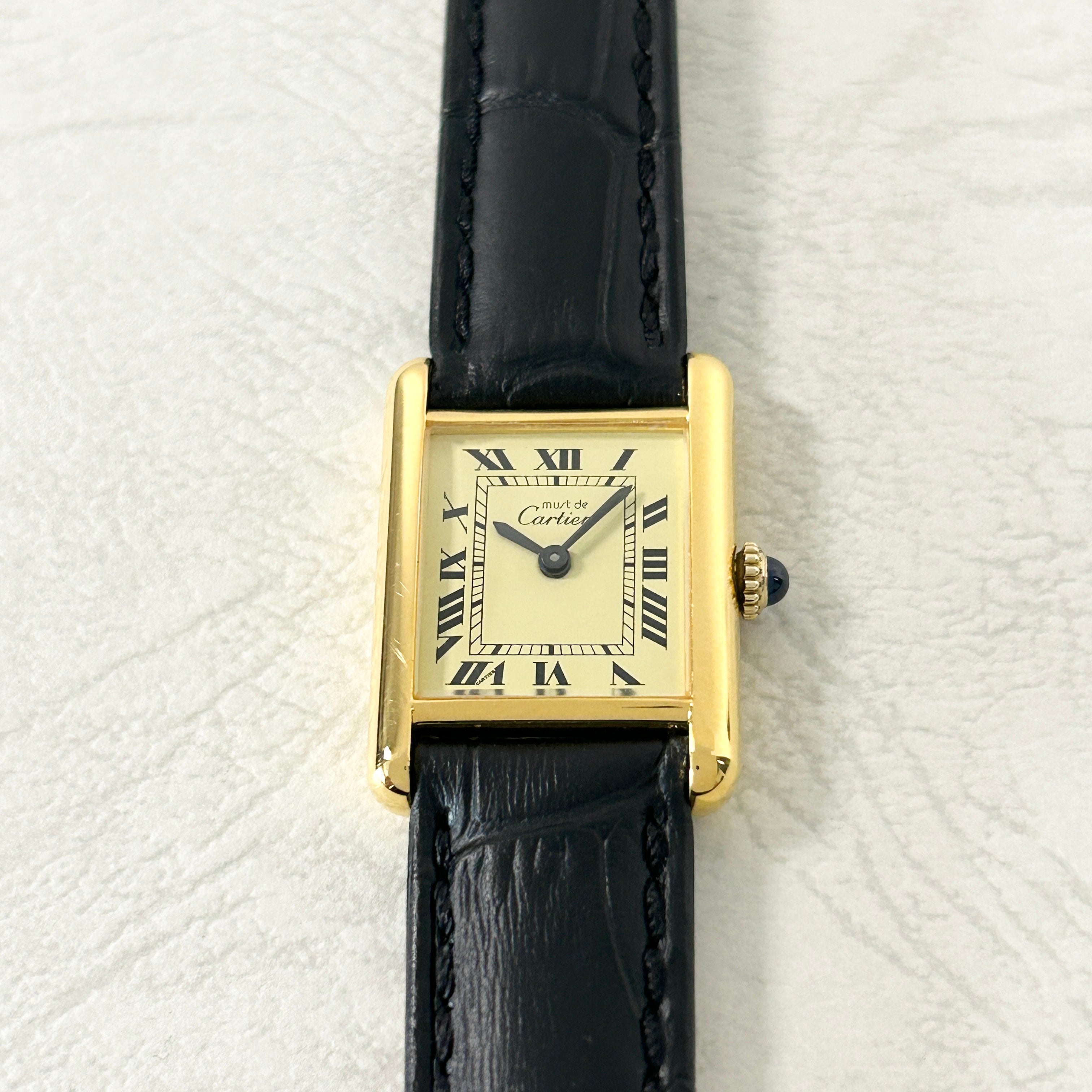 [Cartier] Cartier Must Tank SM Hand-wound Ivory with genuine Roman buckle