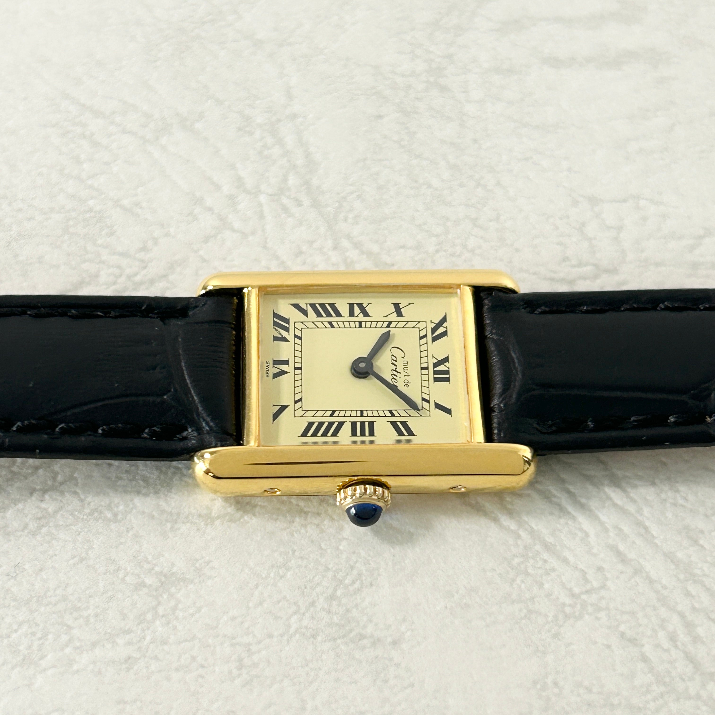 [Cartier] Cartier Must Tank SM Hand-wound Ivory with genuine Roman buckle