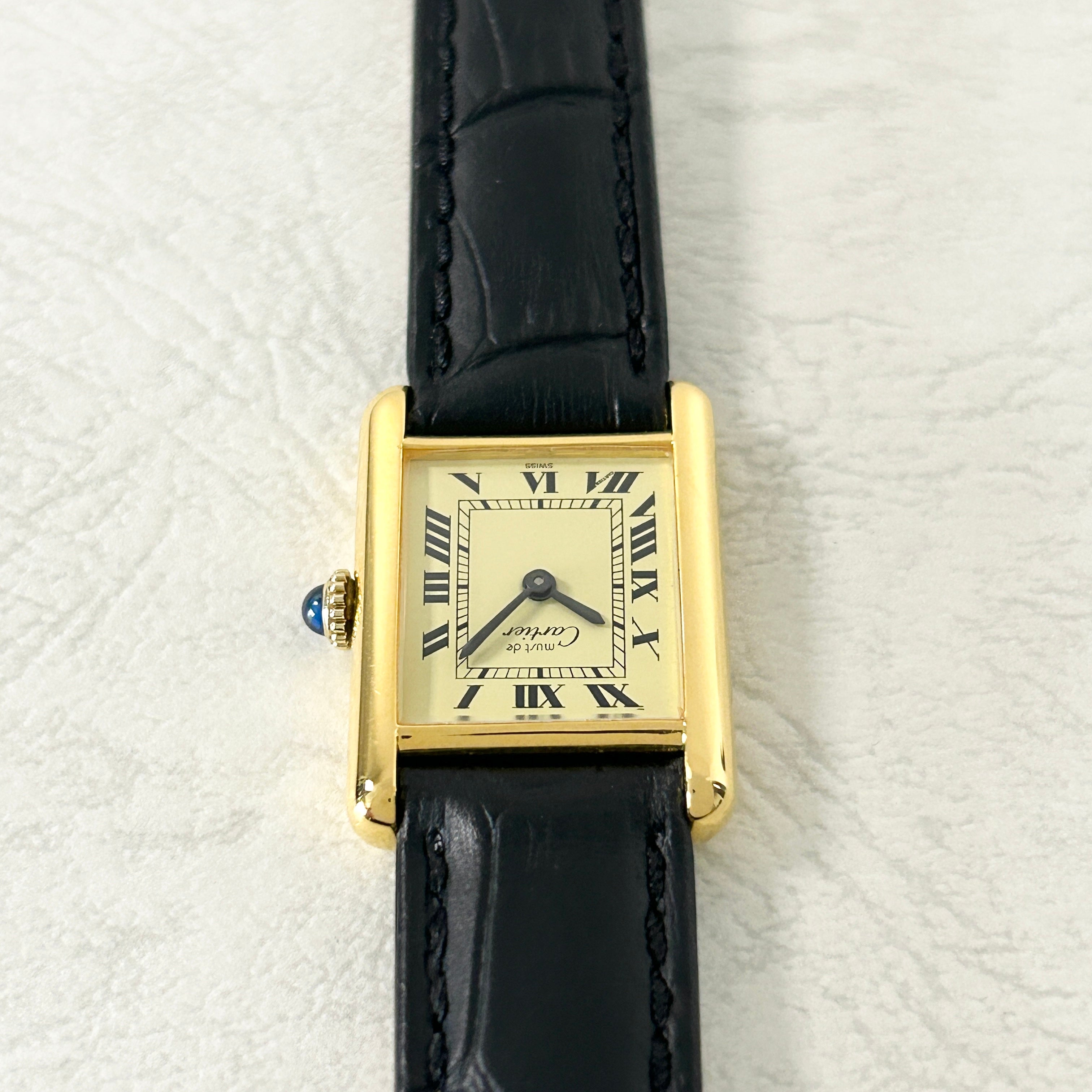 [Cartier] Cartier Must Tank SM Hand-wound Ivory with genuine Roman buckle