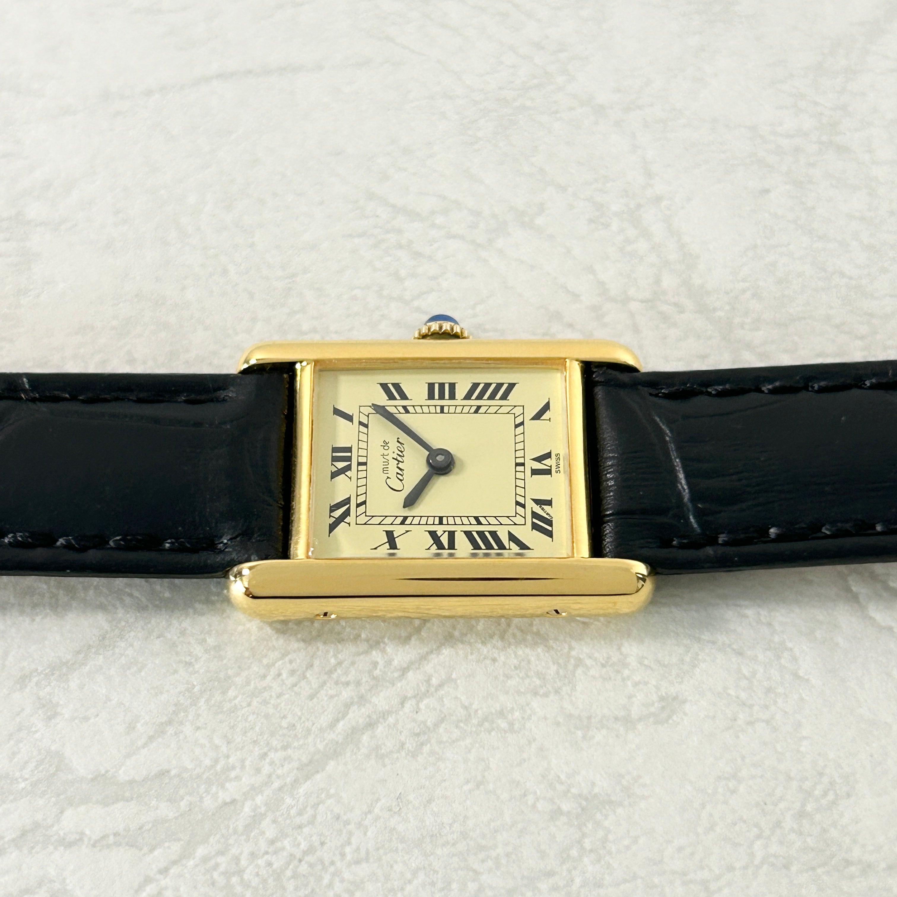 [Cartier] Cartier Must Tank SM Hand-wound Ivory with genuine Roman buckle