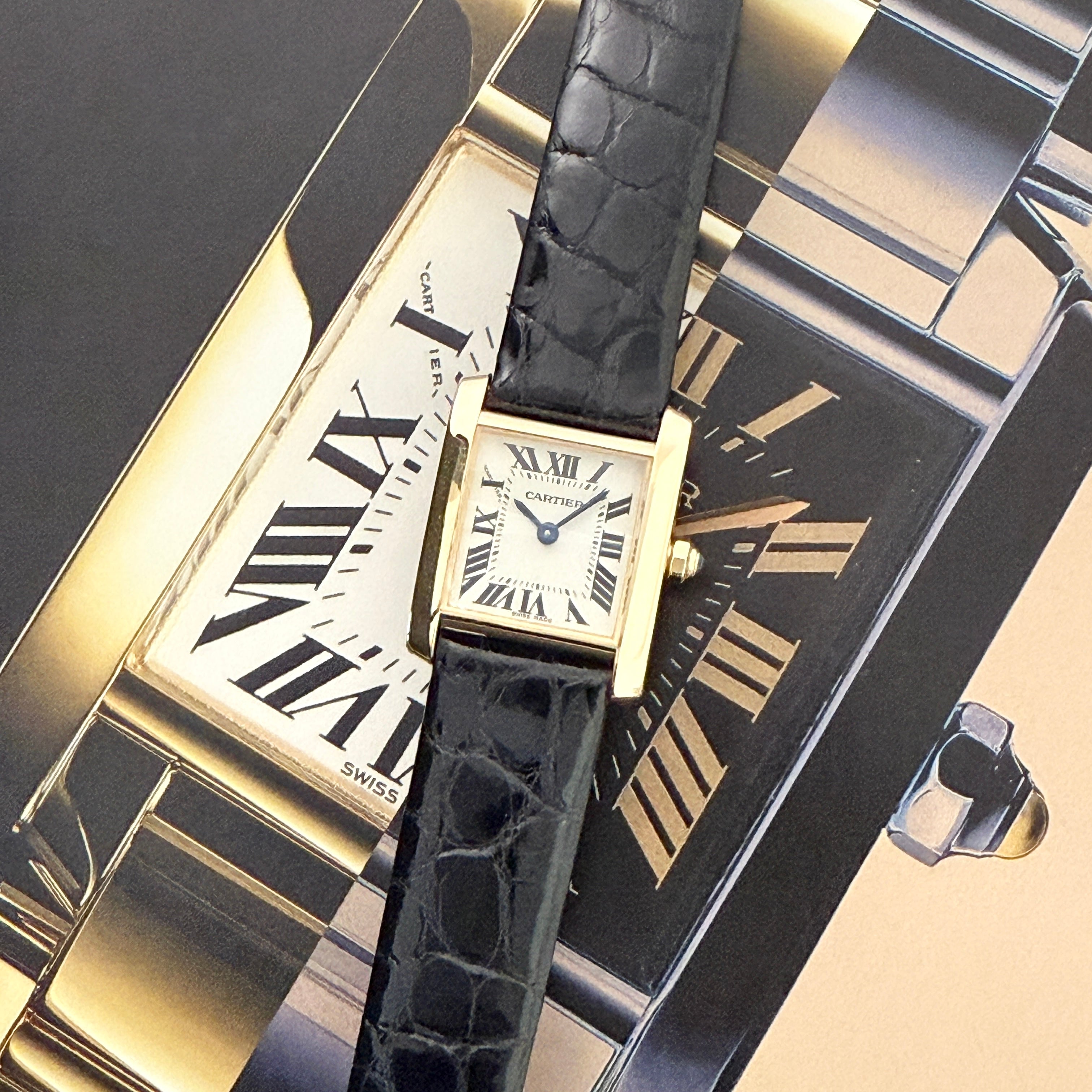 【Cartier】カルティエ<BR> タンクフランセーズSM 18KYG<BR>純正18KYG尾錠付き