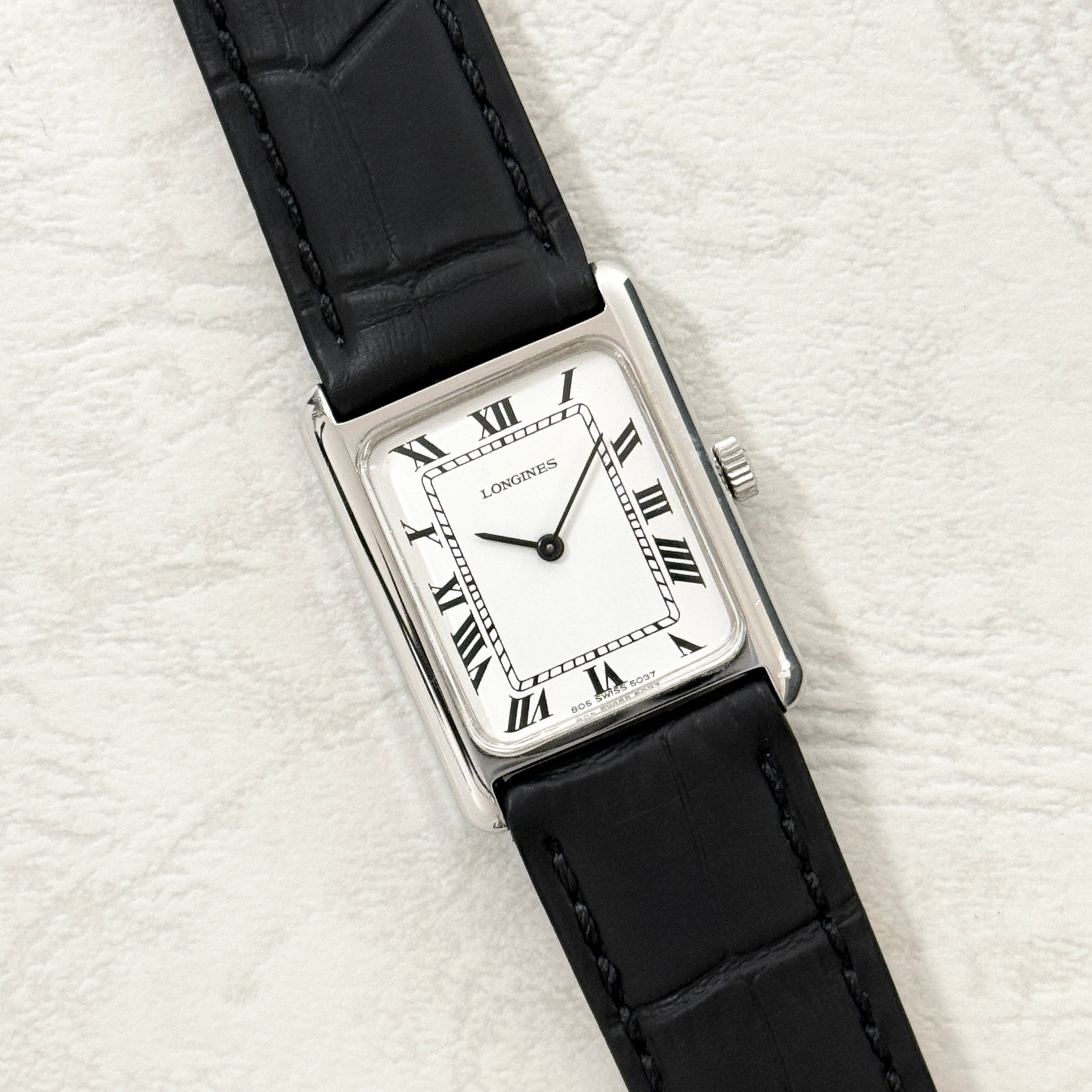 [LONGINES] Longines Rectangle Model SS Hand-wound White Roman Genuine Buckle