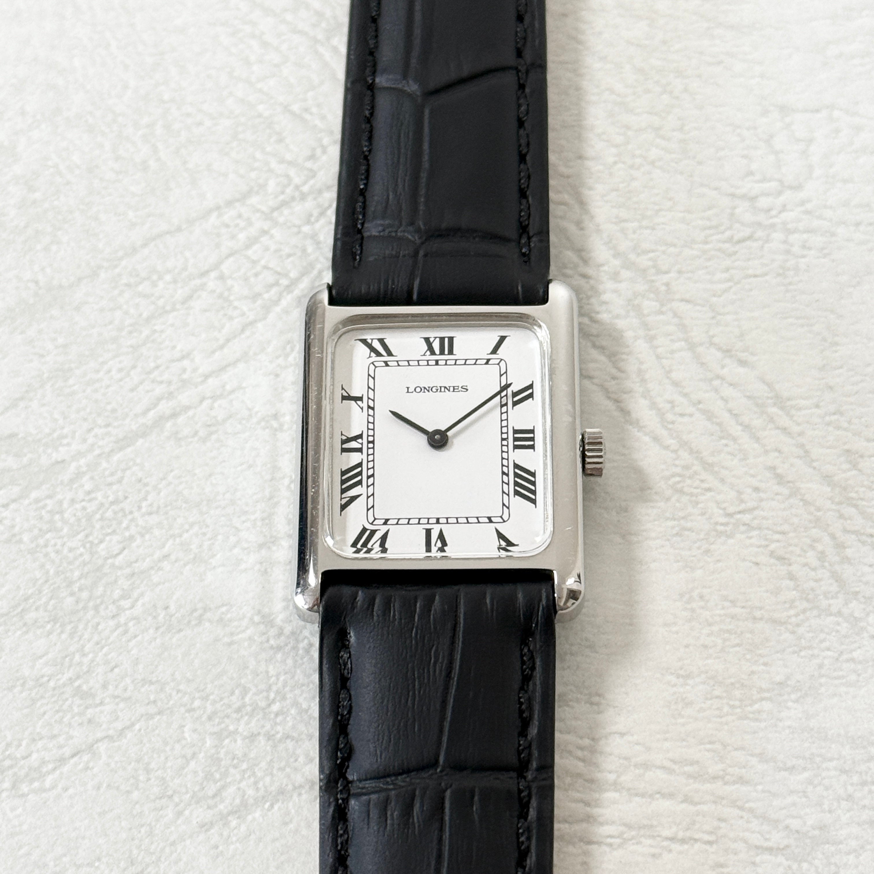 [LONGINES] Longines Rectangle Model SS Hand-wound White Roman Genuine Buckle