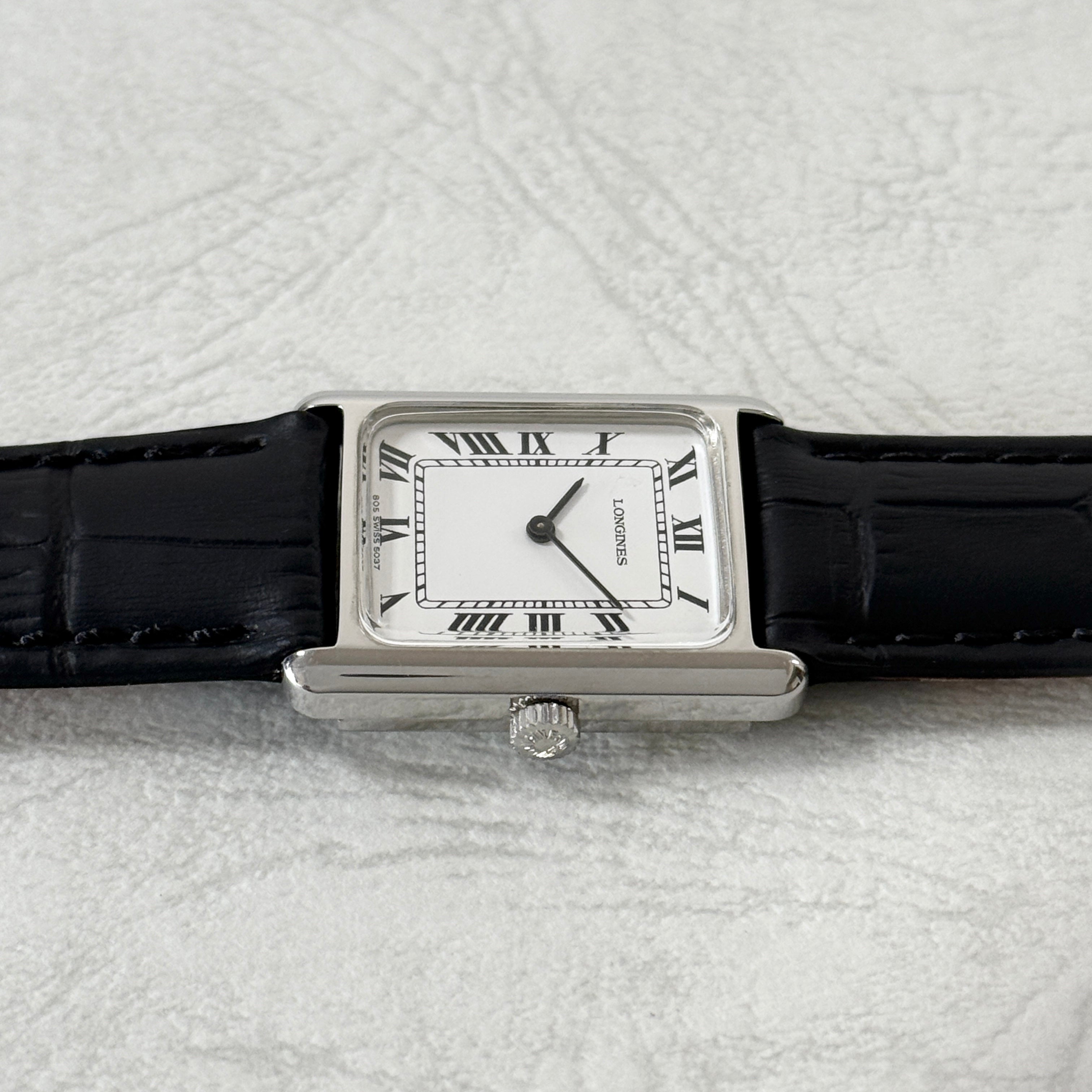 [LONGINES] Longines Rectangle Model SS Hand-wound White Roman Genuine Buckle