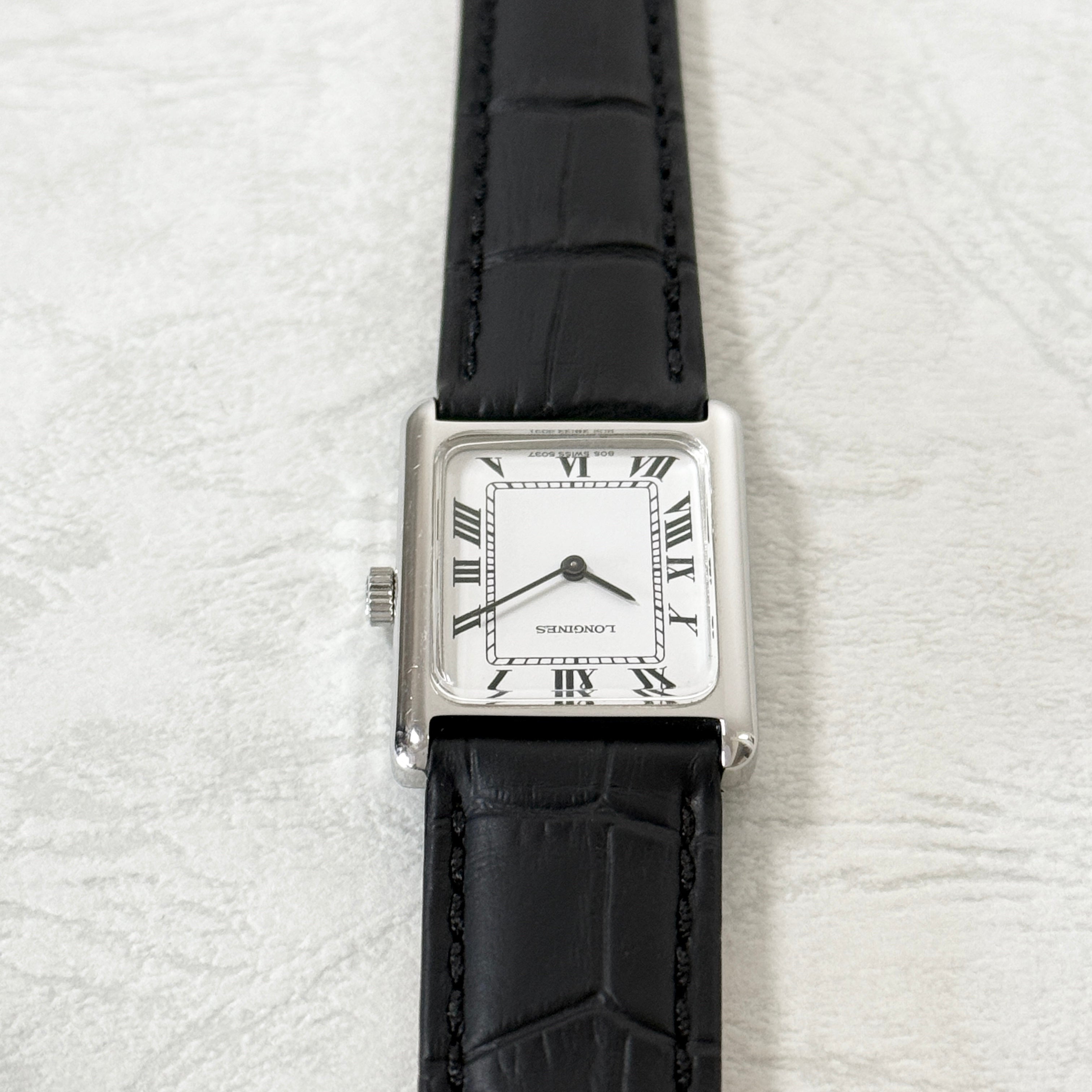 [LONGINES] Longines Rectangle Model SS Hand-wound White Roman Genuine Buckle