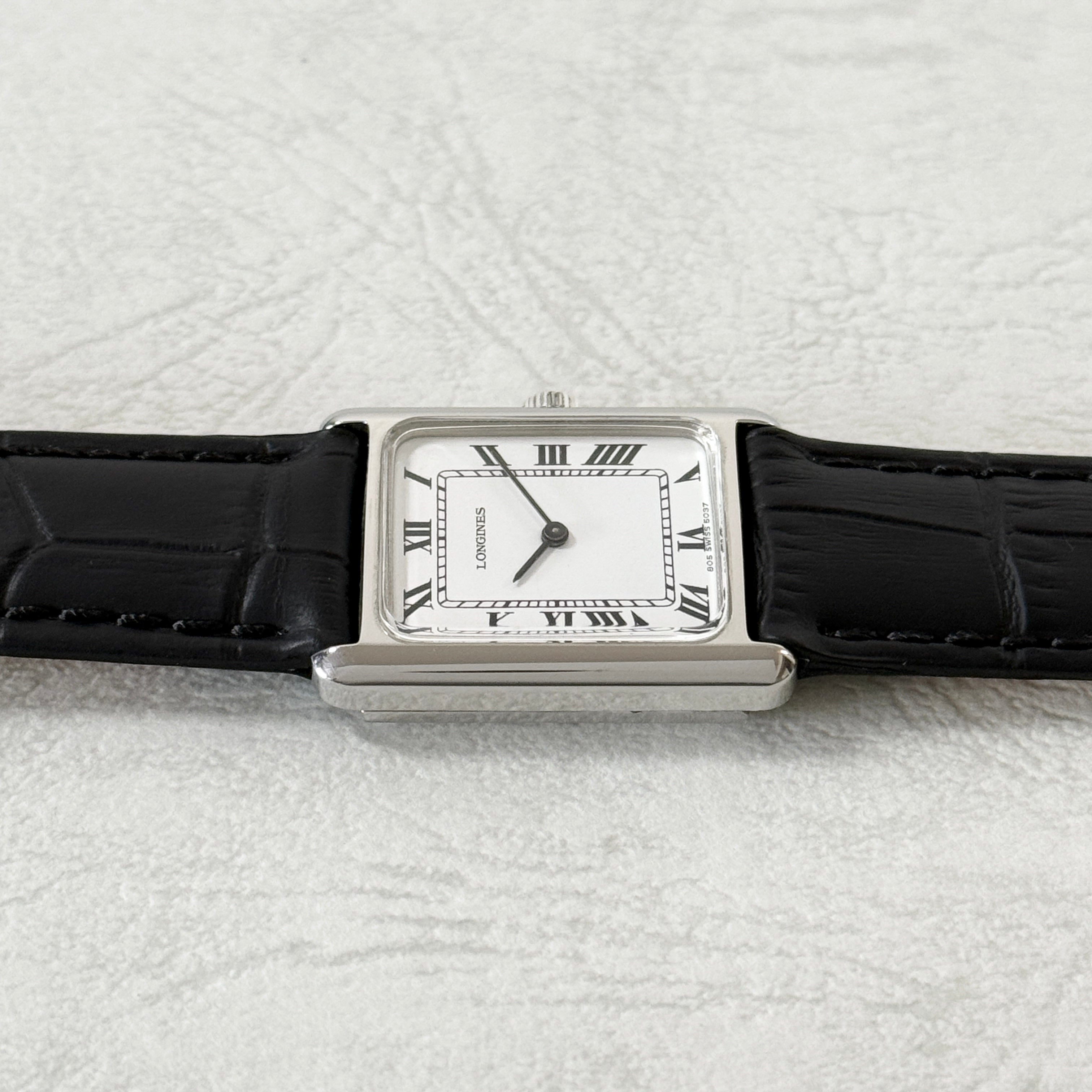 [LONGINES] Longines Rectangle Model SS Hand-wound White Roman Genuine Buckle