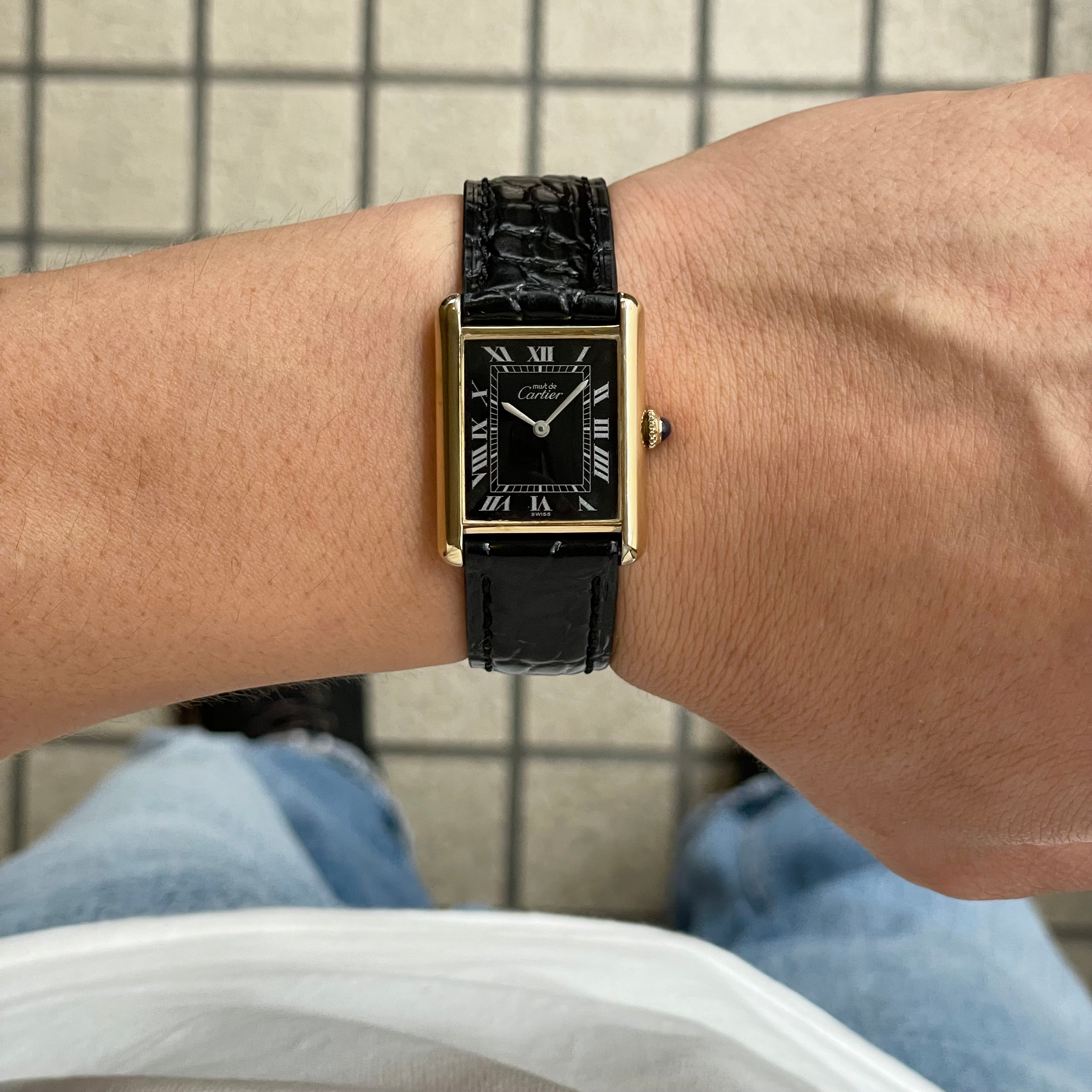 [Cartier] Cartier Must Tank LM Manual Winding Black Roman