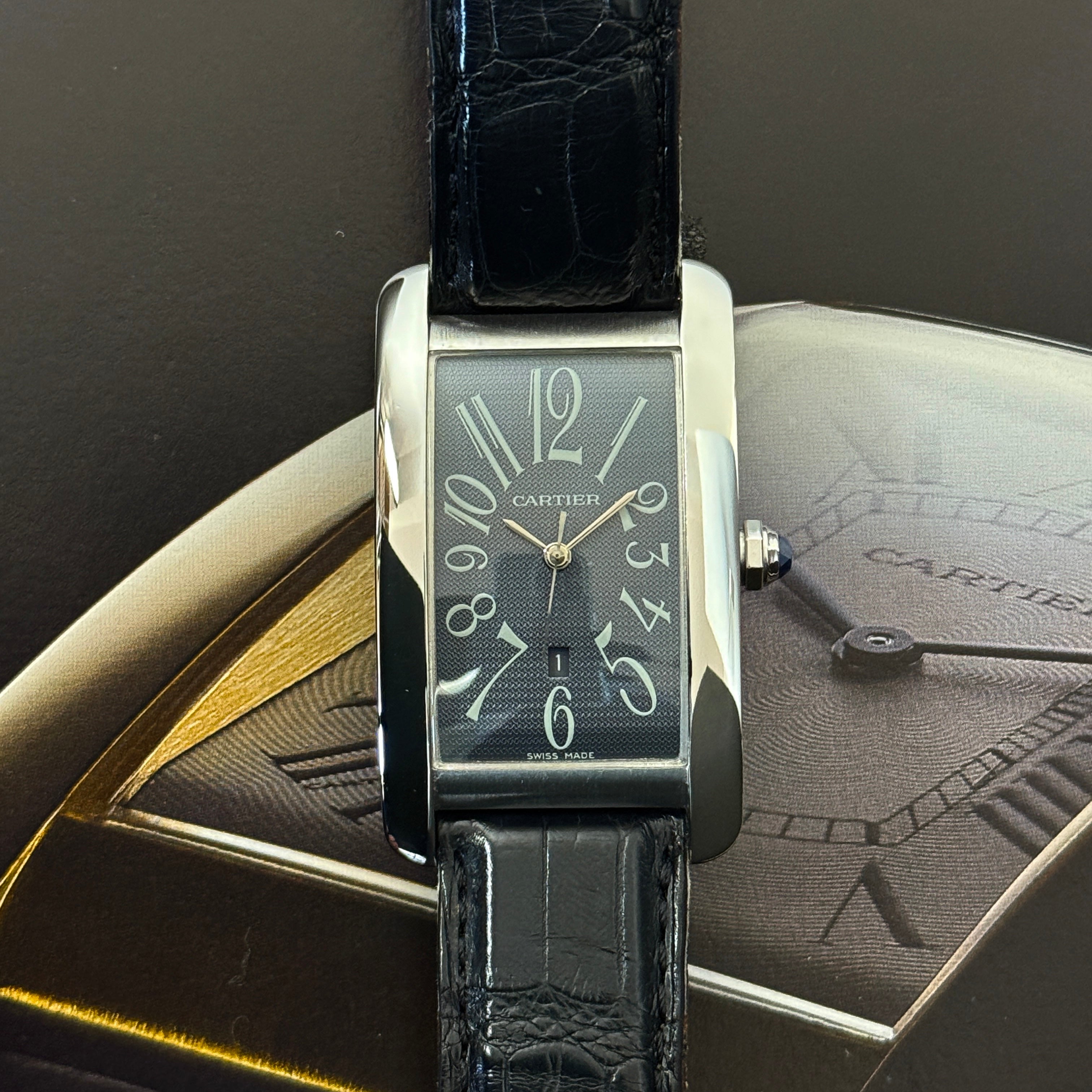 [Cartier] Cartier Tank Americaine LM 18KWG with genuine 18KWG D-buckle