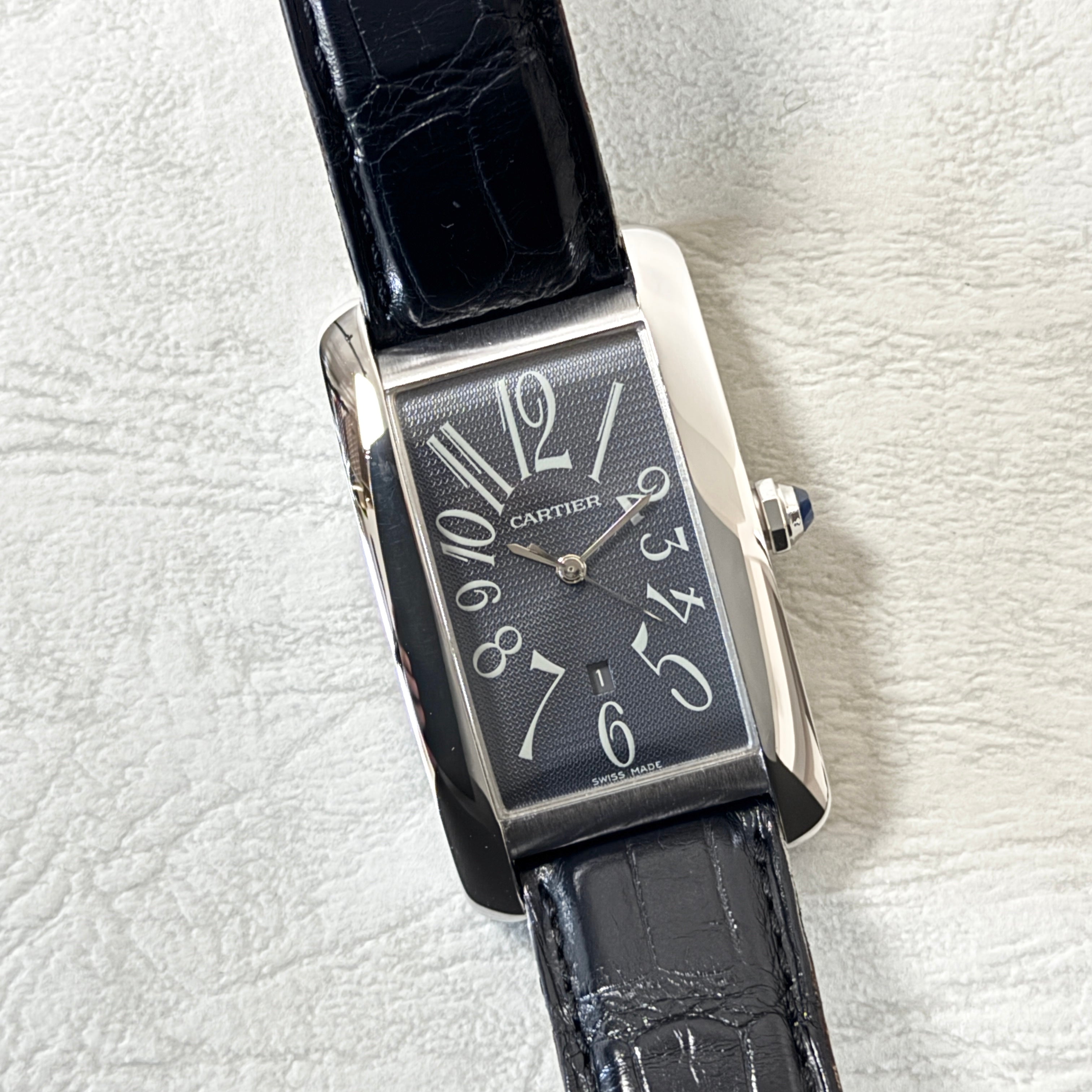 [Cartier] Cartier Tank Americaine LM 18KWG with genuine 18KWG D-buckle