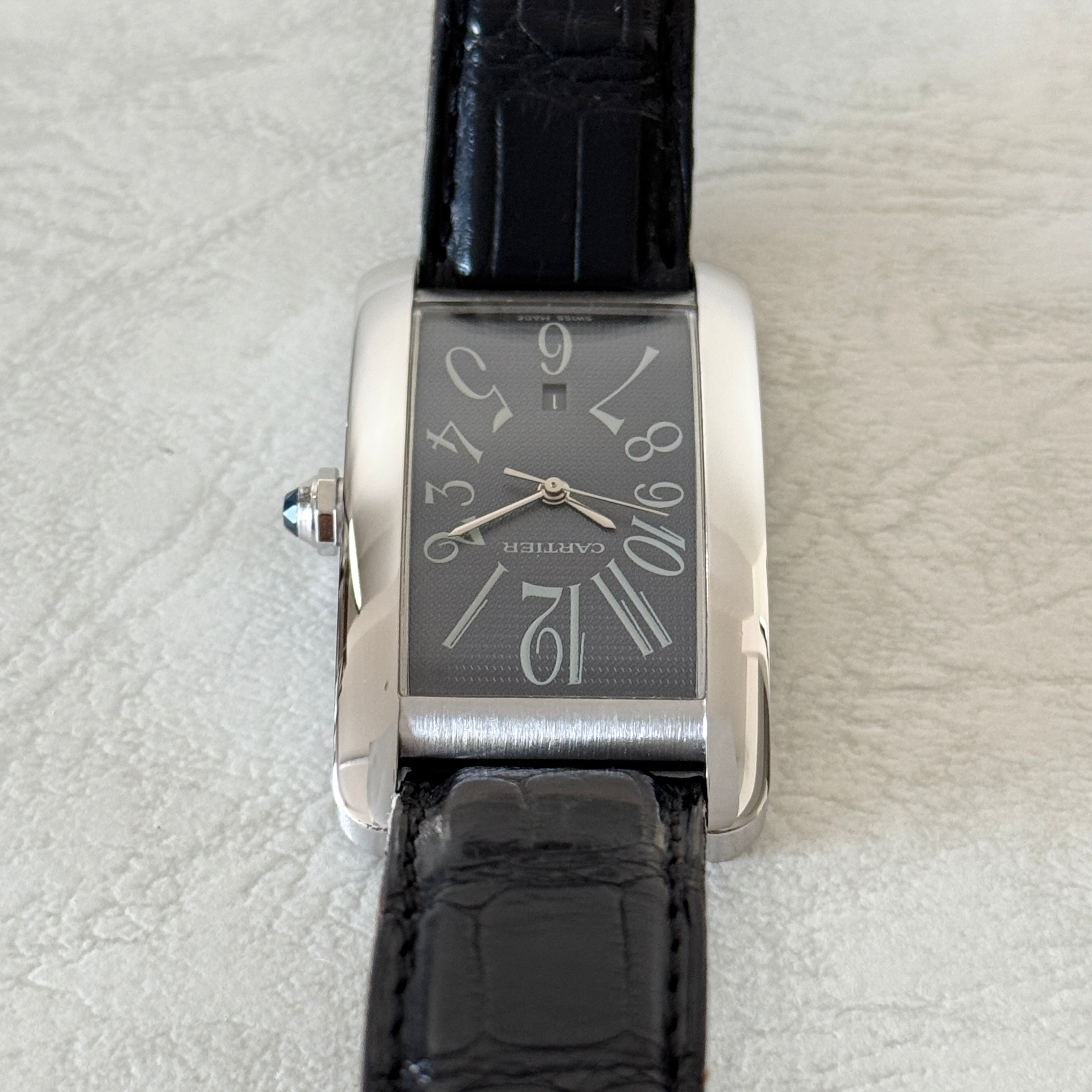 [Cartier] Cartier Tank Americaine LM 18KWG with genuine 18KWG D-buckle