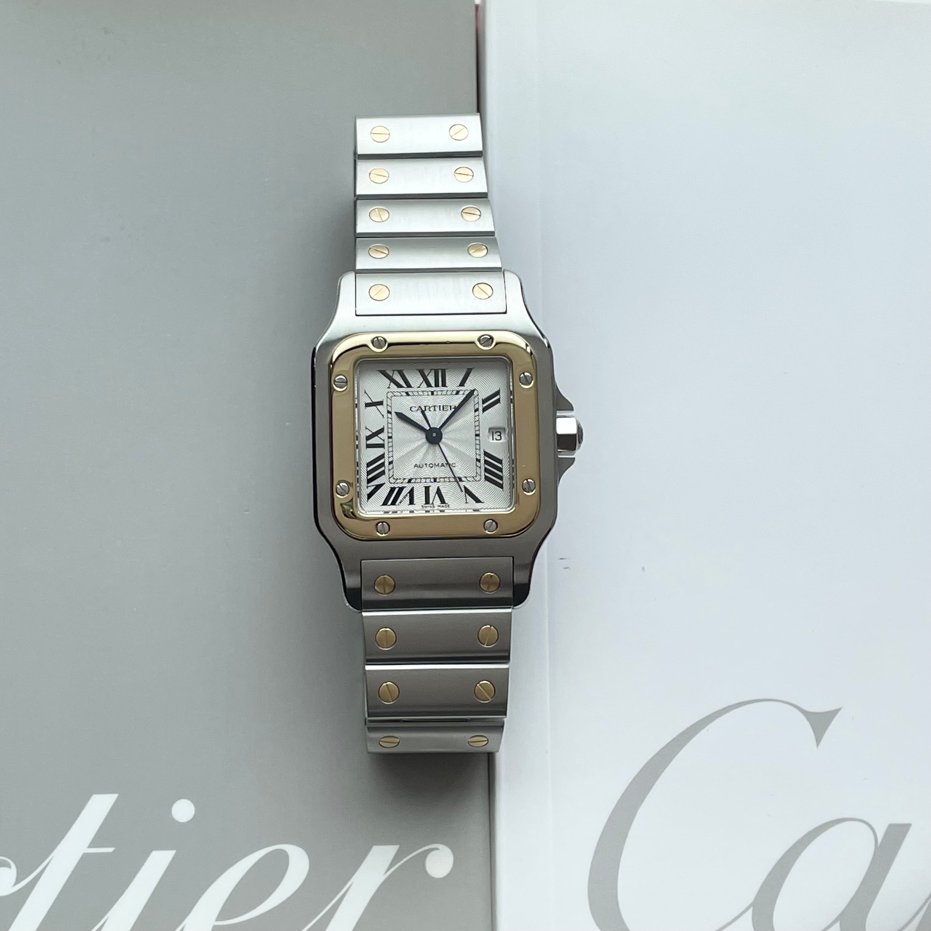 【Cartier】カルティエ<BR>サントスガルベ LM後期型コンビ自動巻き 付属品付き