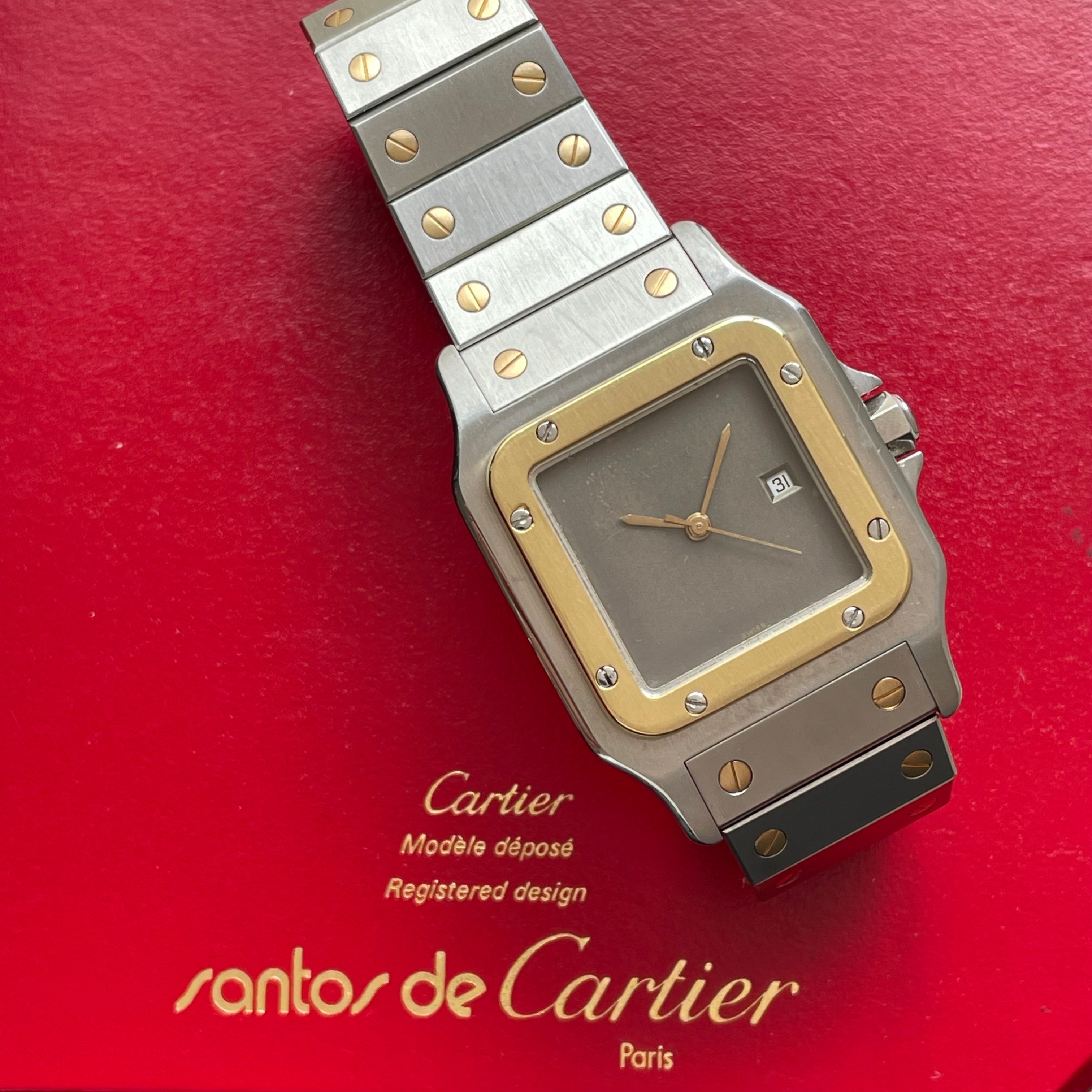 【Cartier】サントスガルベLMコンビGrey 付属品付き