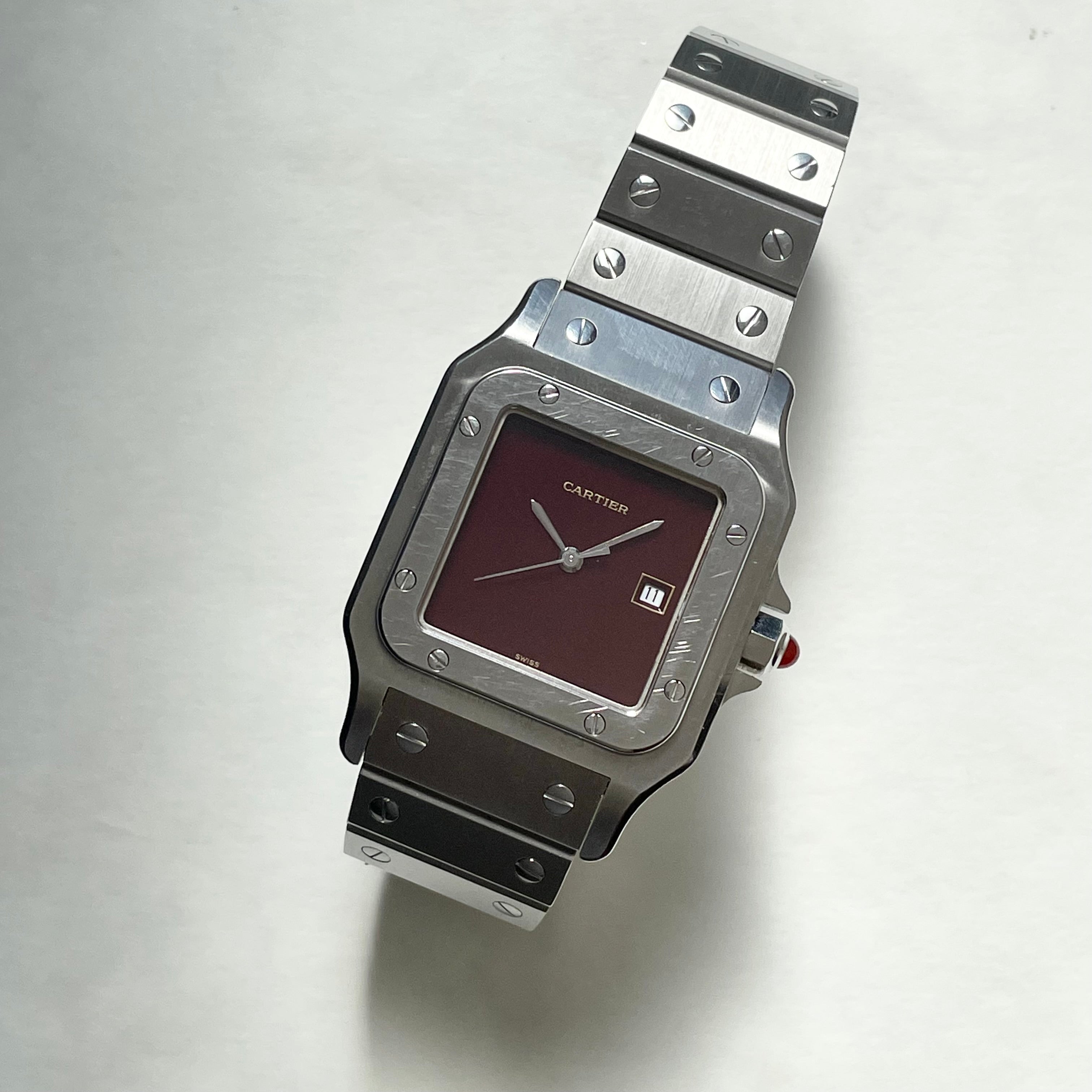 Cartier Santos Galbe LM Stainless Bordeaux with accessories