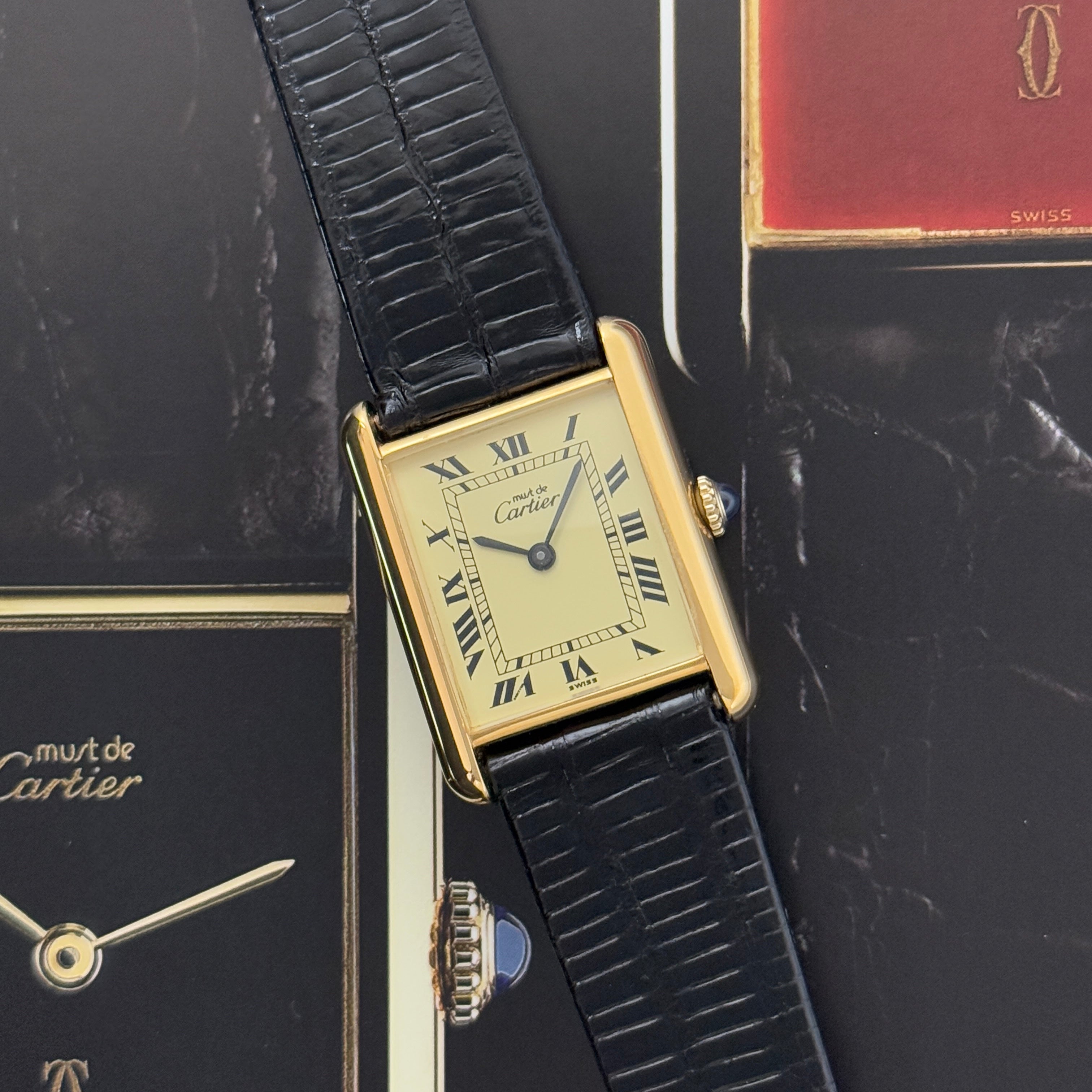 [Cartier] Cartier Must Tank LM Hand-wound Ivory Roman with genuine buckle