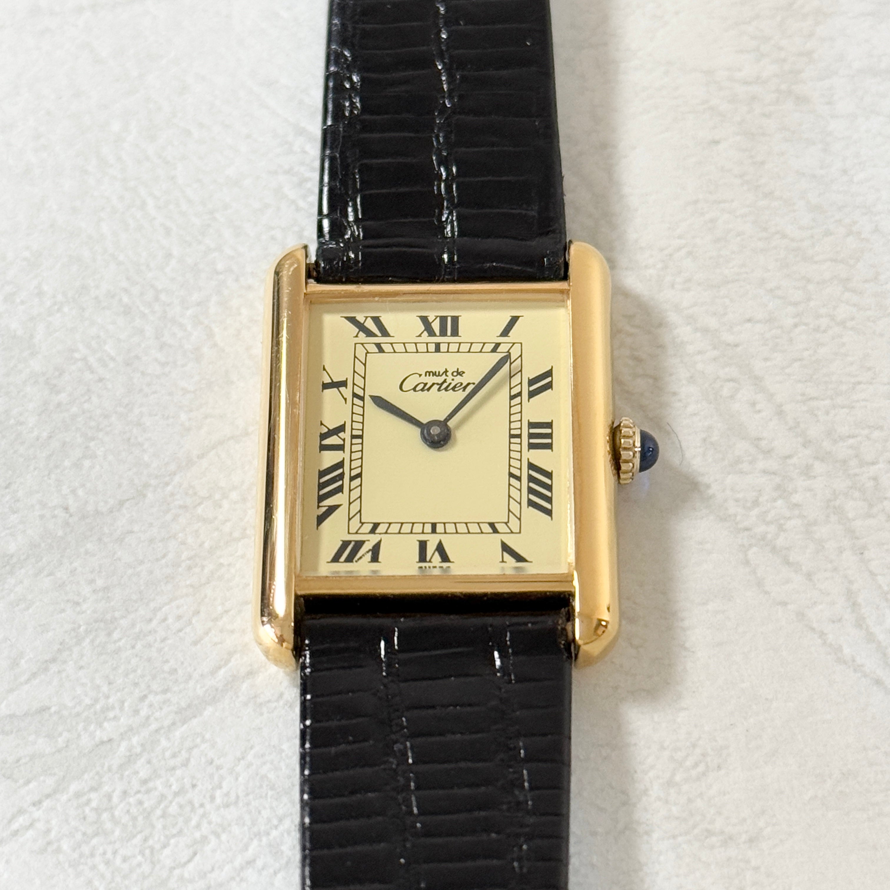 [Cartier] Cartier Must Tank LM Hand-wound Ivory Roman with genuine buckle