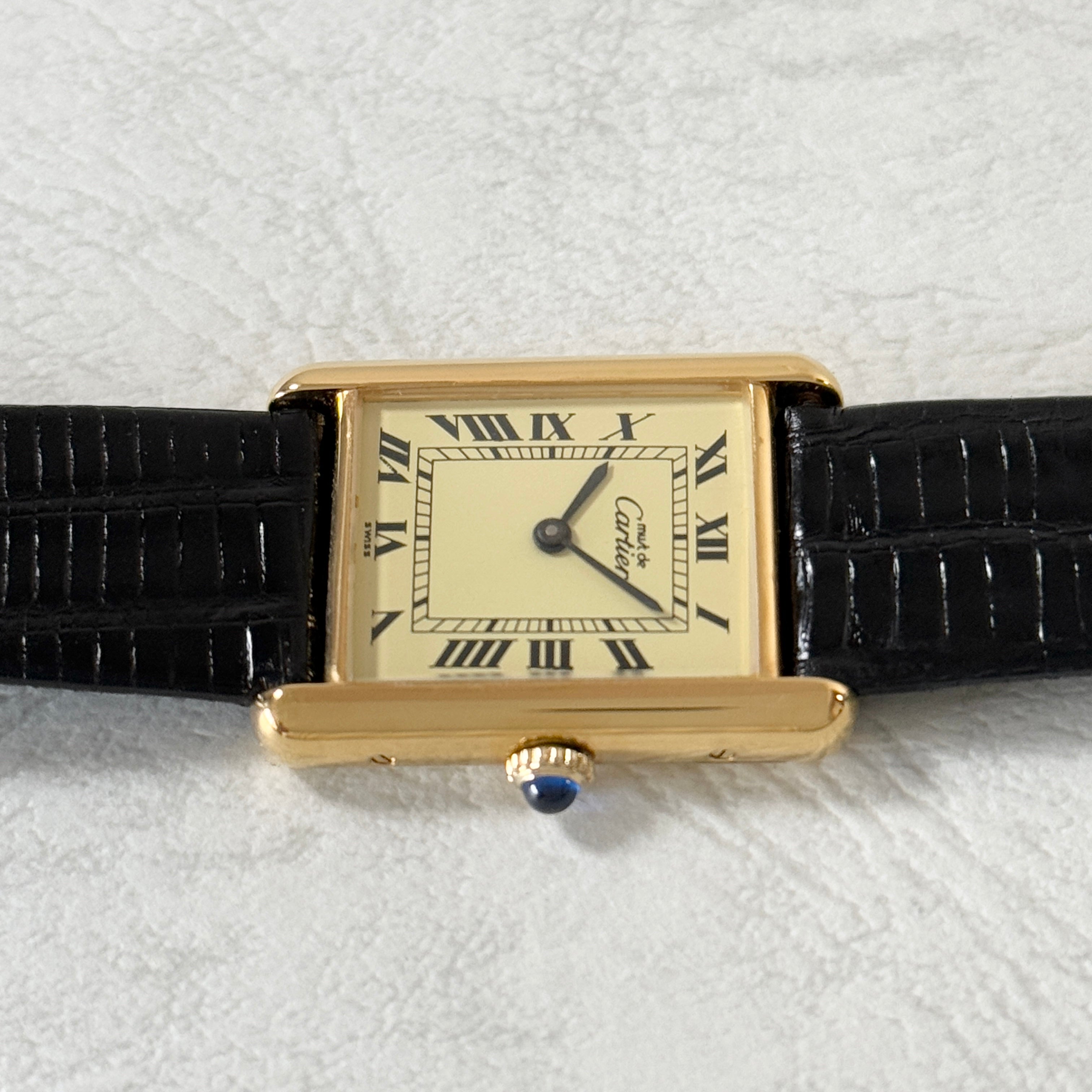 [Cartier] Cartier Must Tank LM Hand-wound Ivory Roman with genuine buckle