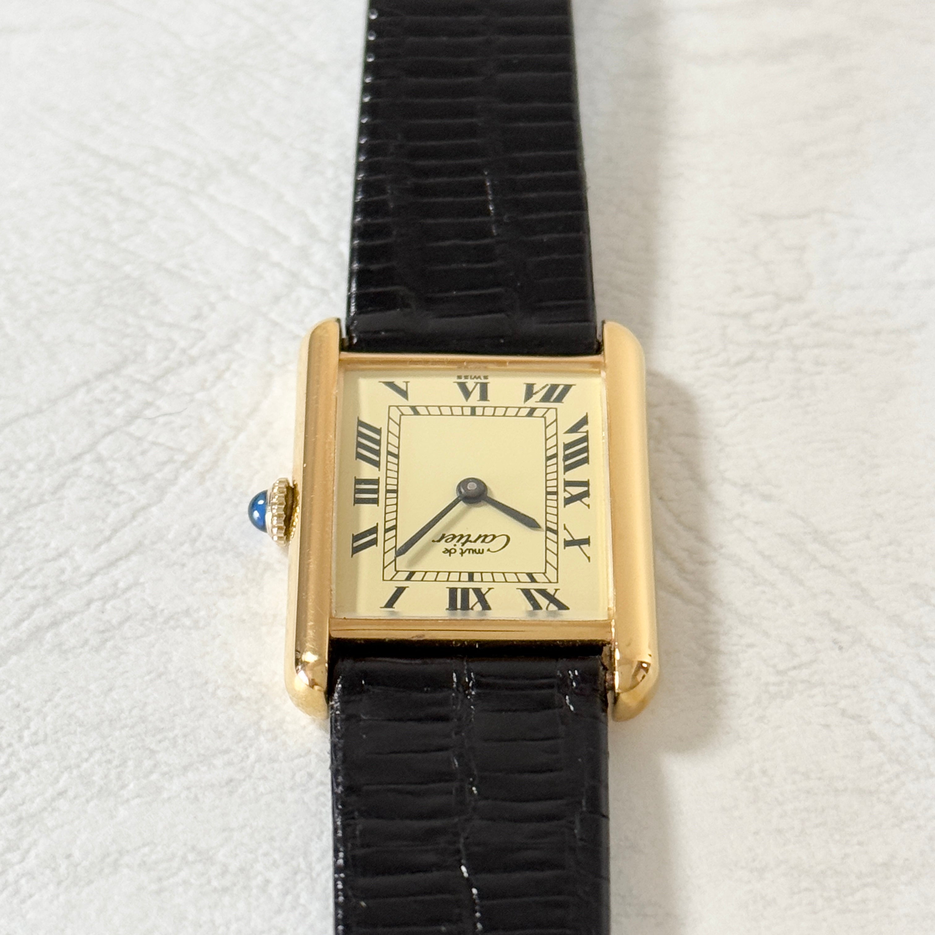 [Cartier] Cartier Must Tank LM Hand-wound Ivory Roman with genuine buckle