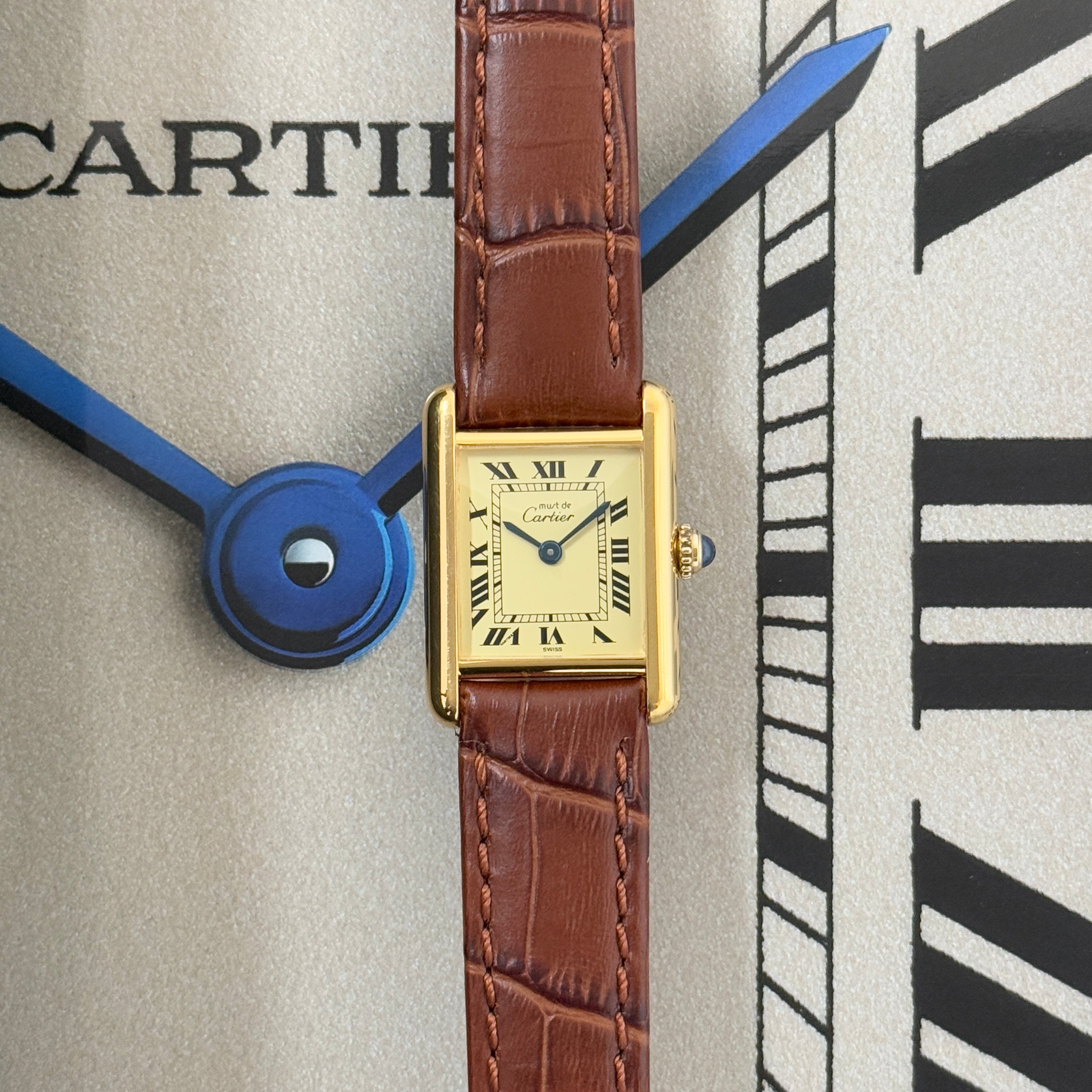 【Cartier】カルティエ マストタンク SMアイボリーローマQZ 純正尾錠付き