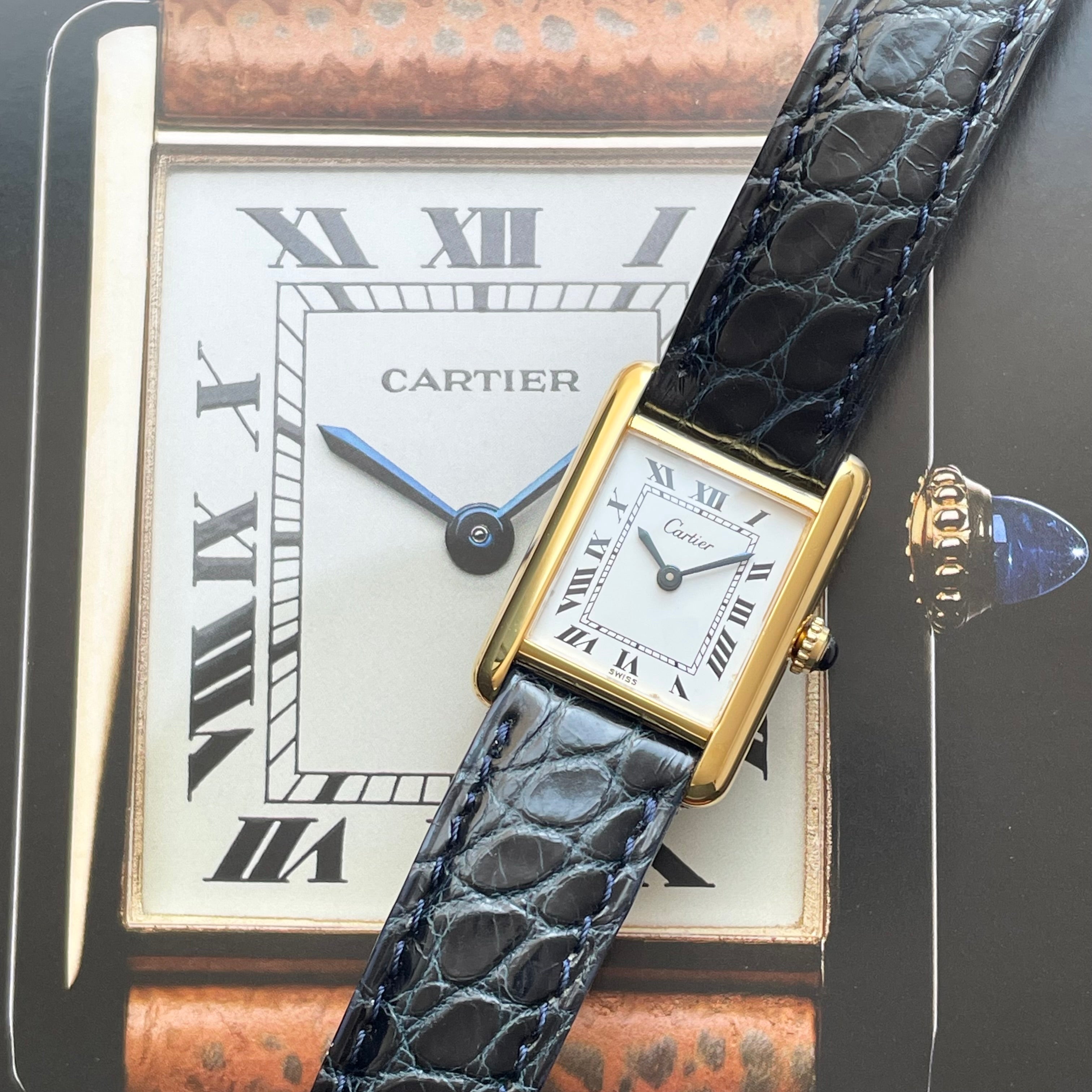 【Cartier】カルティエ<BR>マストタンク SM手巻きホワイトローマ