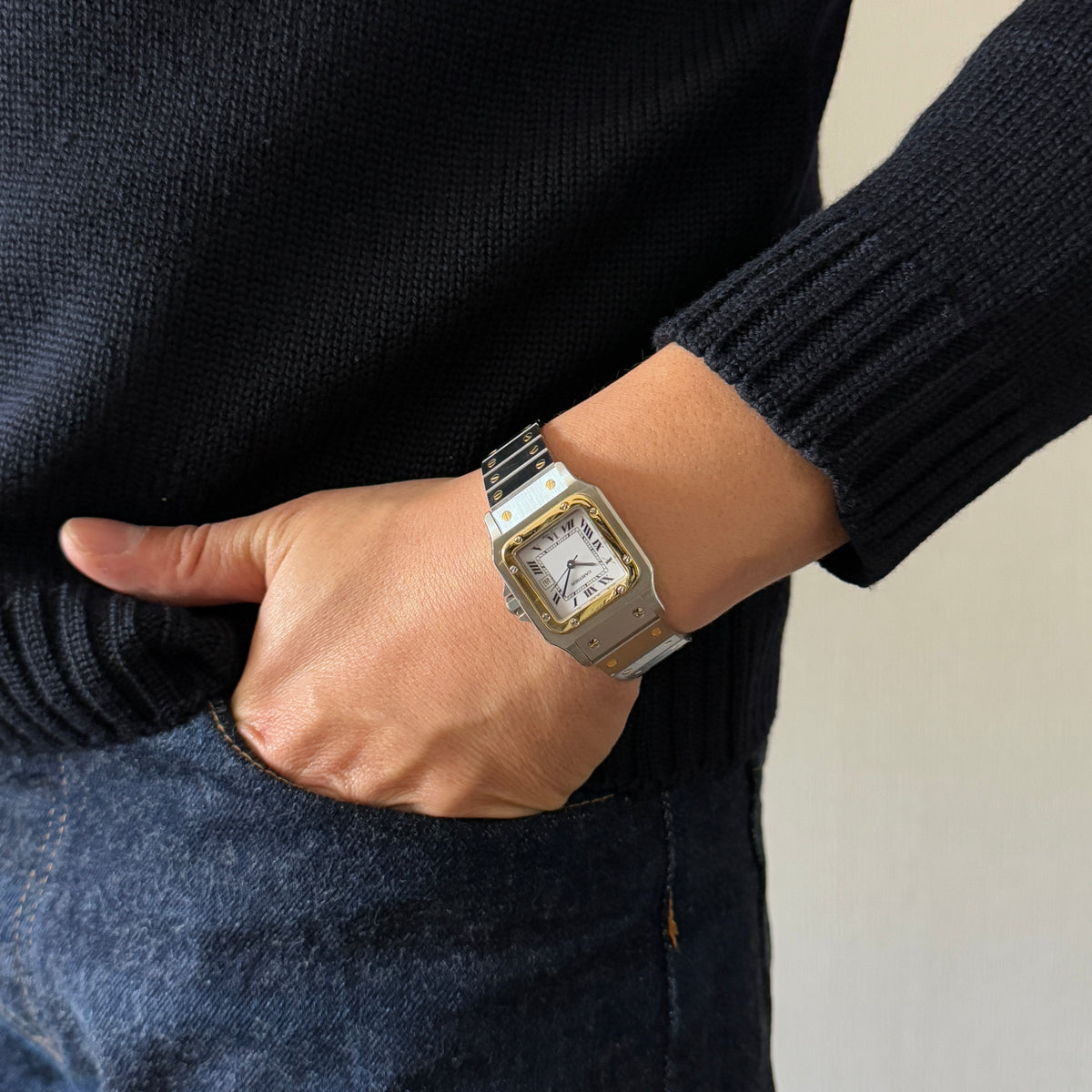 Cartier】カルティエ サントスガルベ LM 18KYG×SS 永久保証書付き