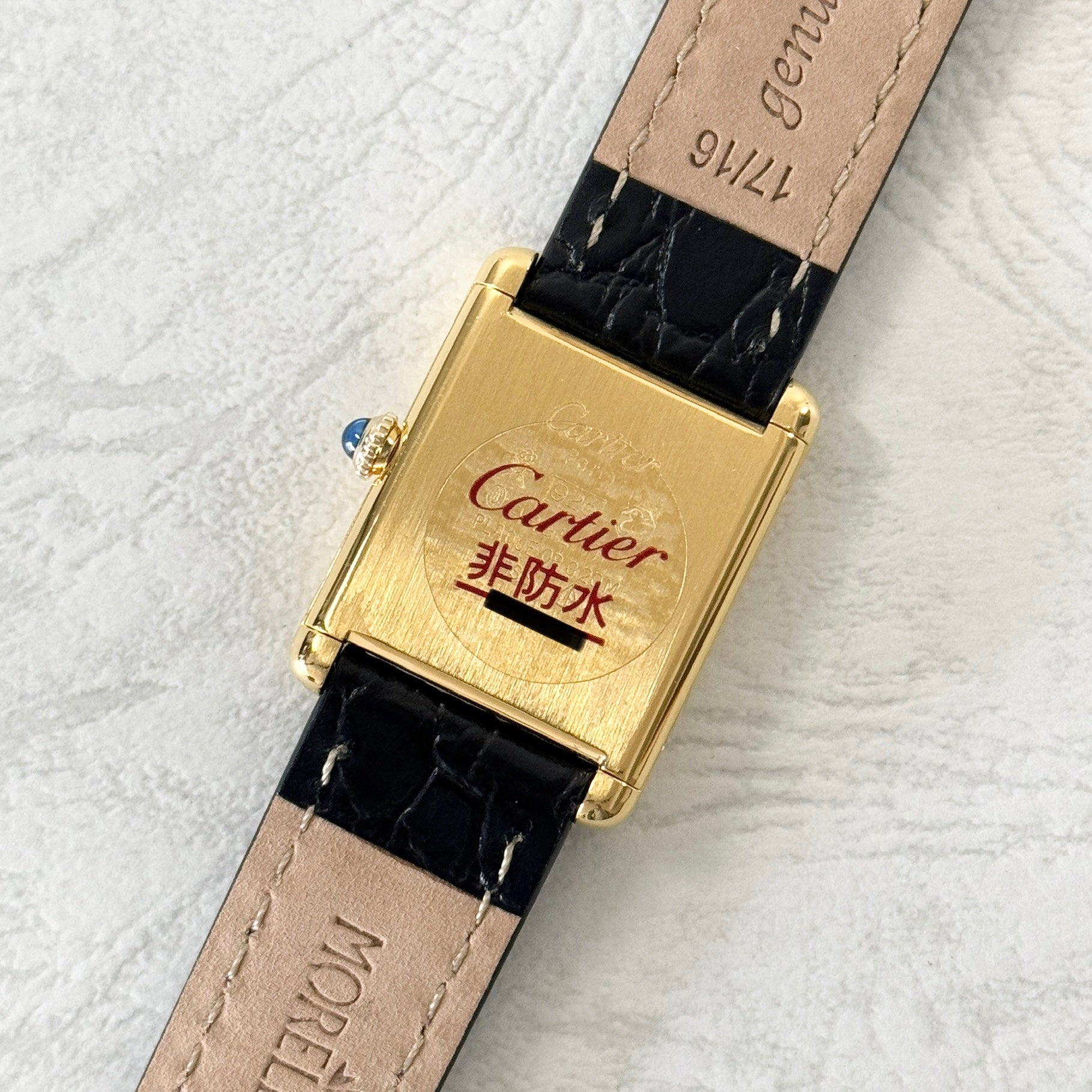 【Cartier】カルティエ マストタンク LM手巻きオニキス 永久保証書付き