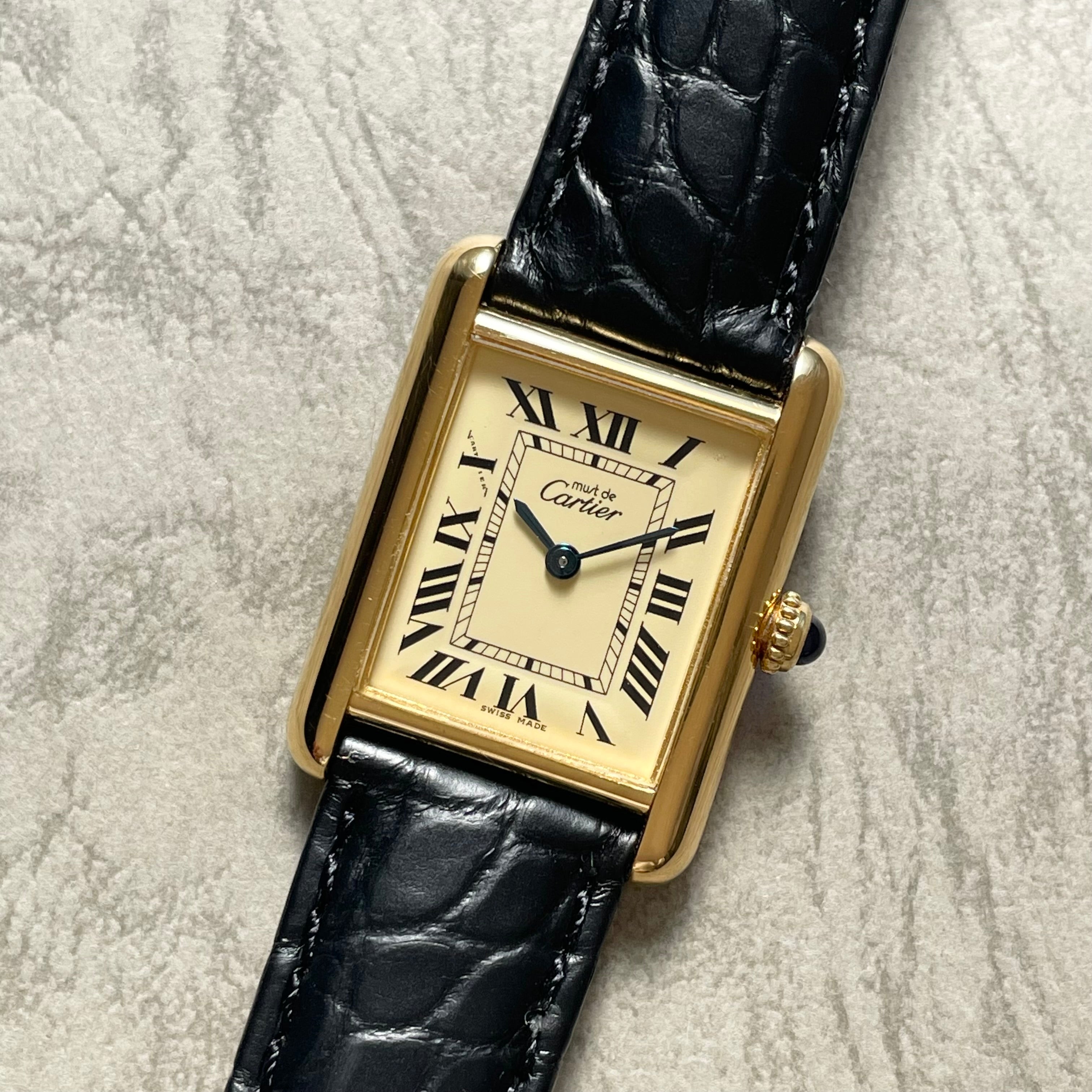 【Cartier】カルティエ<BR>マストタンク SM後期型アイボリーローマ