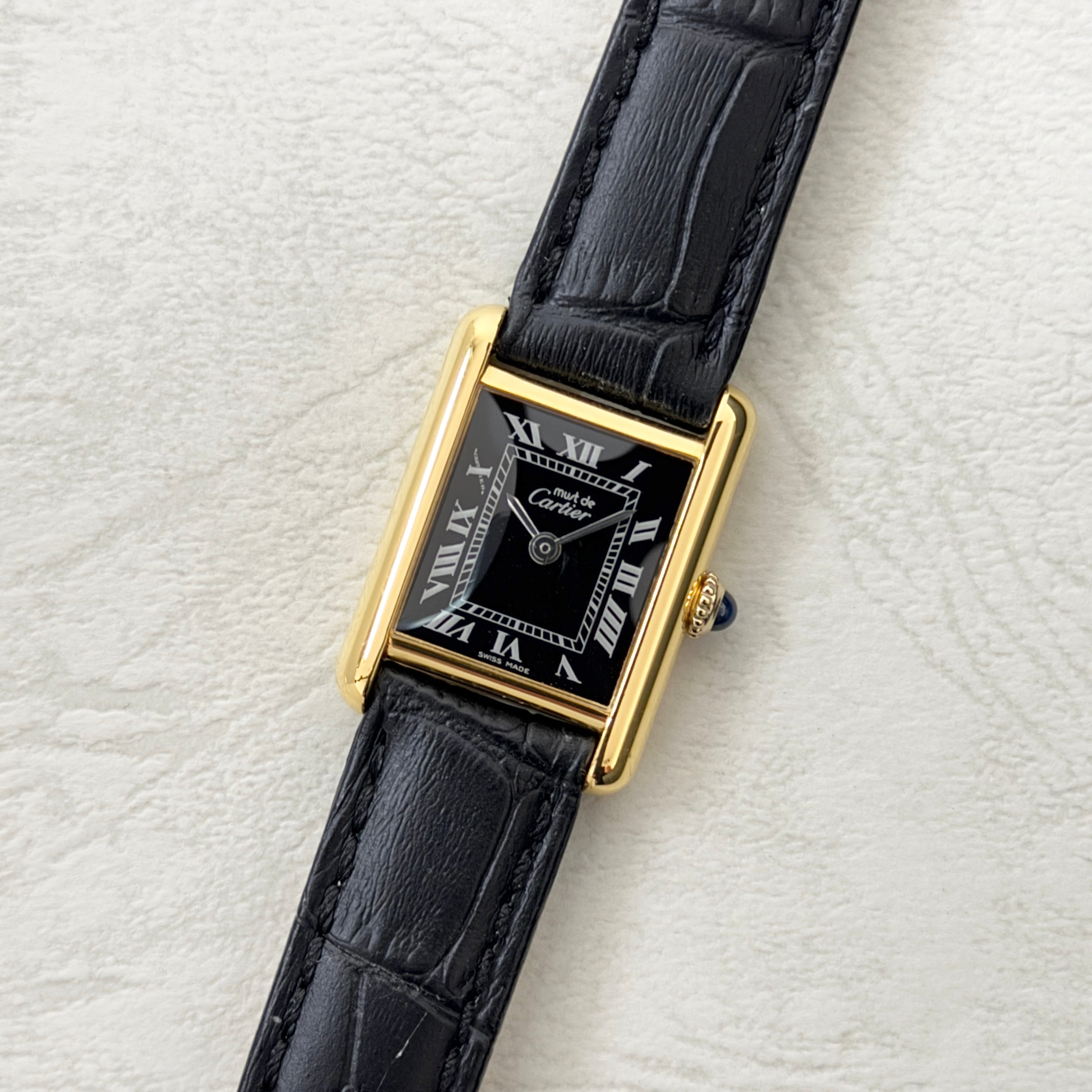 [Cartier] Cartier Must Tank SM Hand-wound Black Roman with lifetime warranty