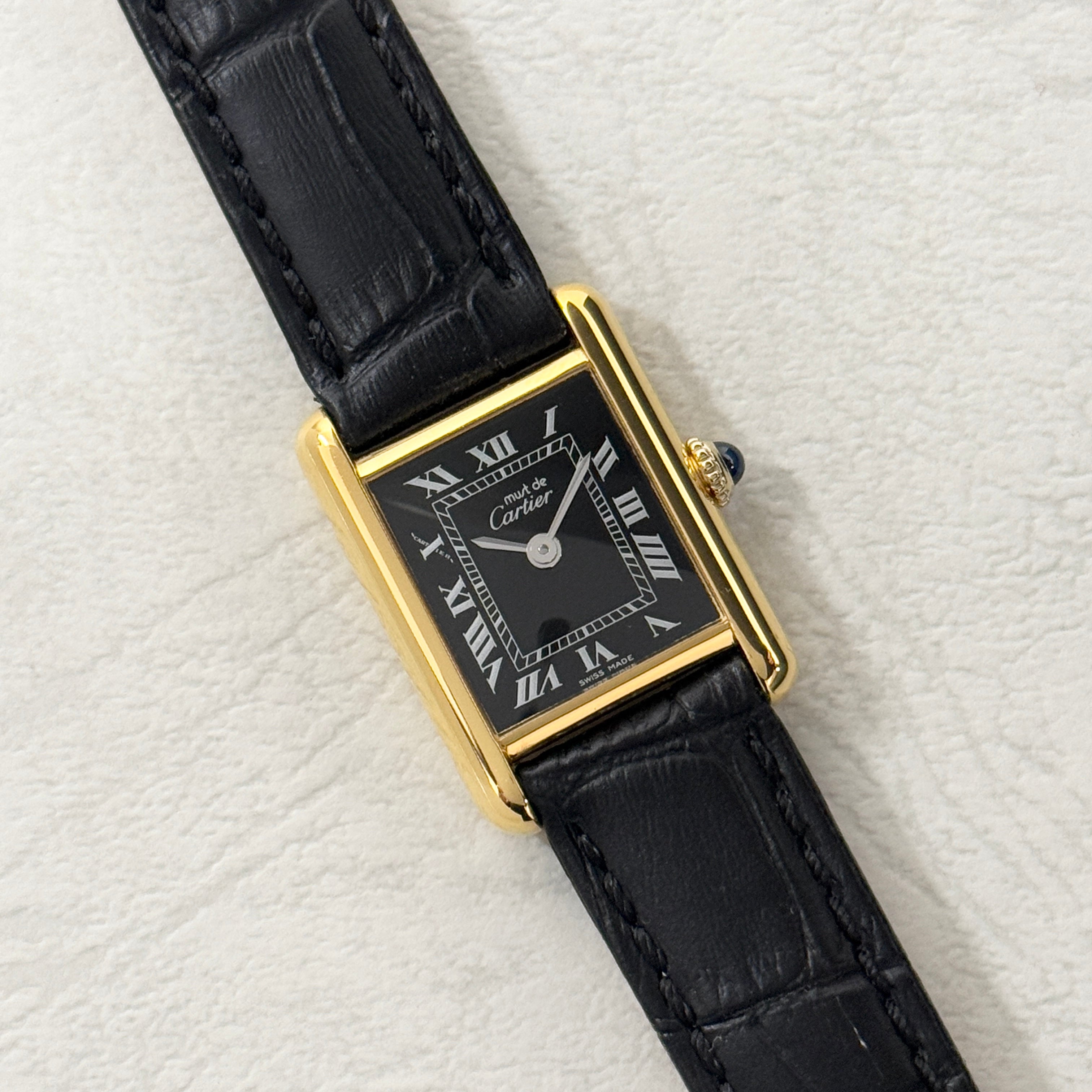 [Cartier] Cartier Must Tank SM Hand-wound Black Roman with lifetime warranty