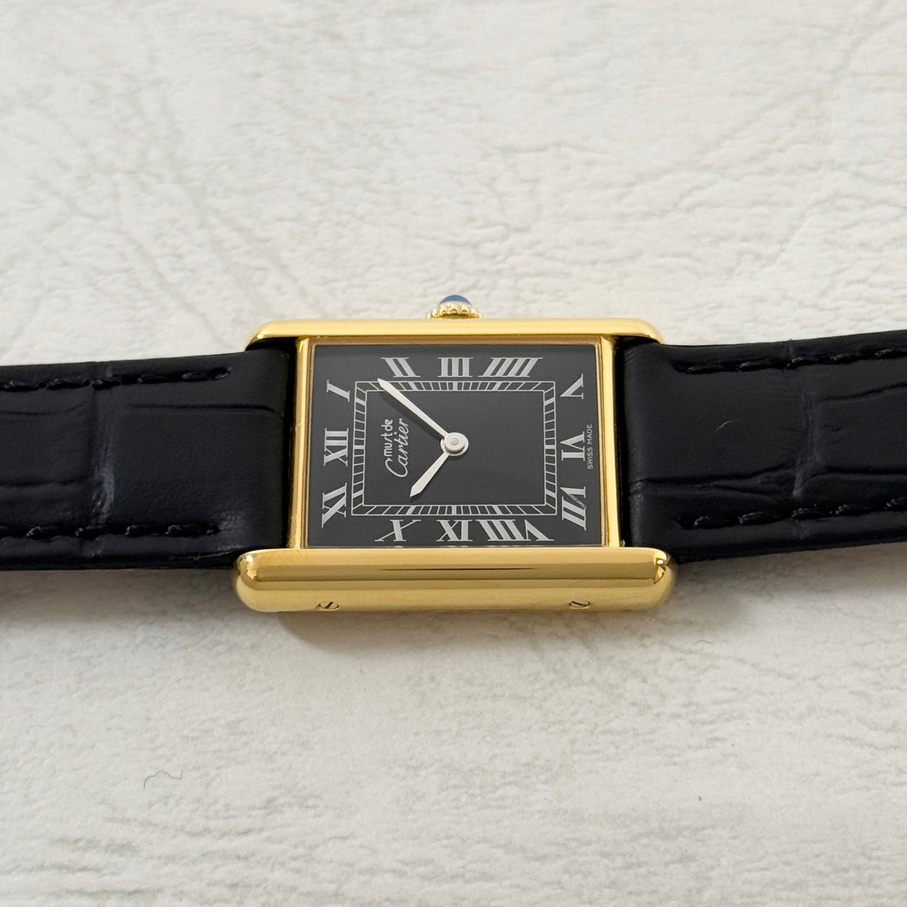 [Cartier] Cartier Must Tank LM Manual Winding Black Roman with Lifetime Warranty