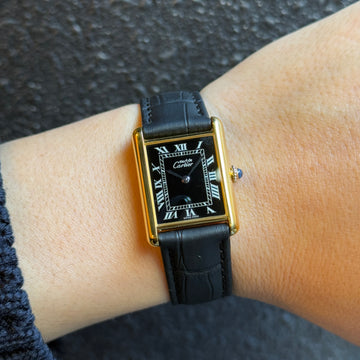 Cartier】カルティエマストタンク LM手巻きブラックローマ 永久保証書付き