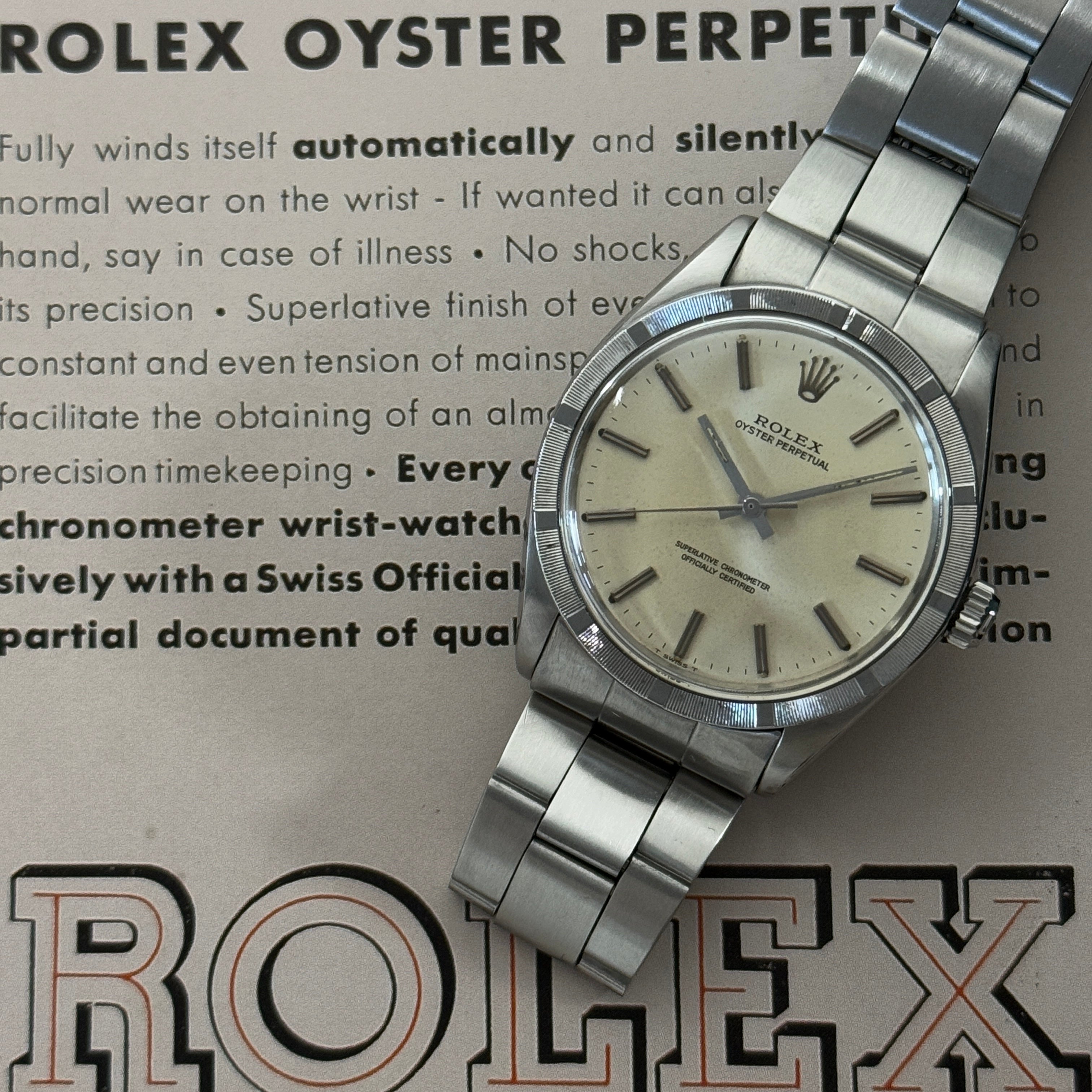 [ROLEX] Rolex Oyster Perpetual Ref.1007 Silver Engine Turned Bezel