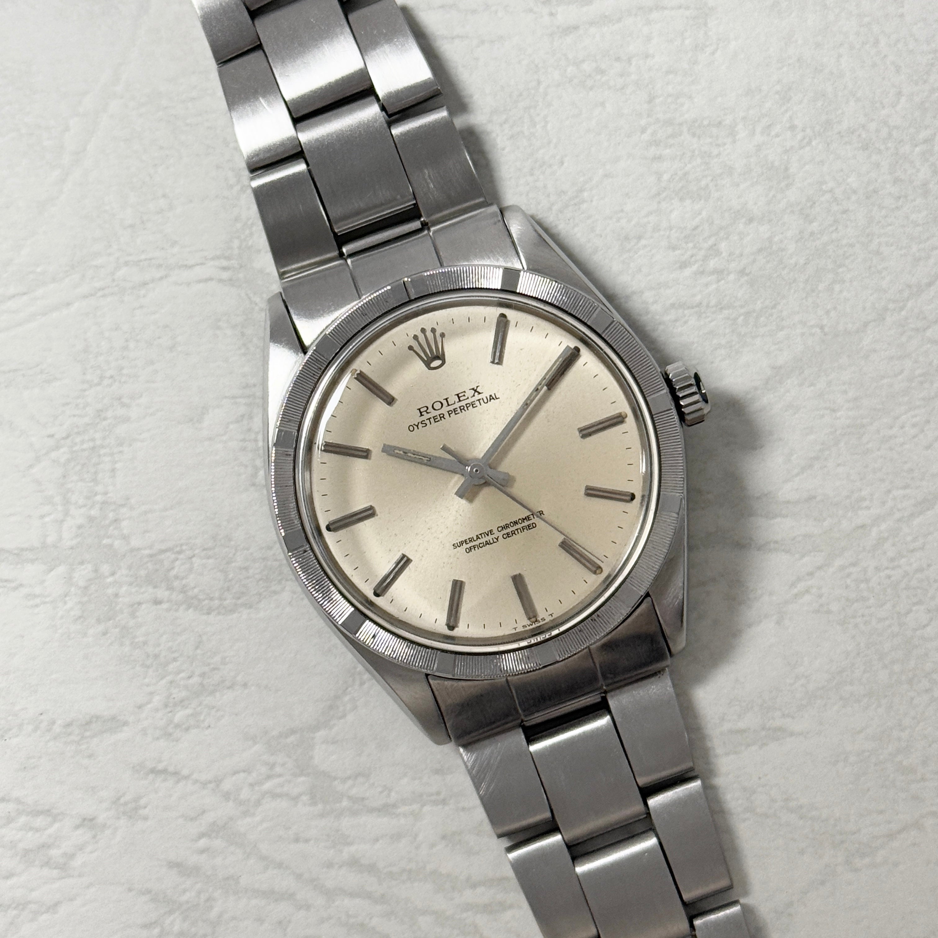 [ROLEX] Rolex Oyster Perpetual Ref.1007 Silver Engine Turned Bezel